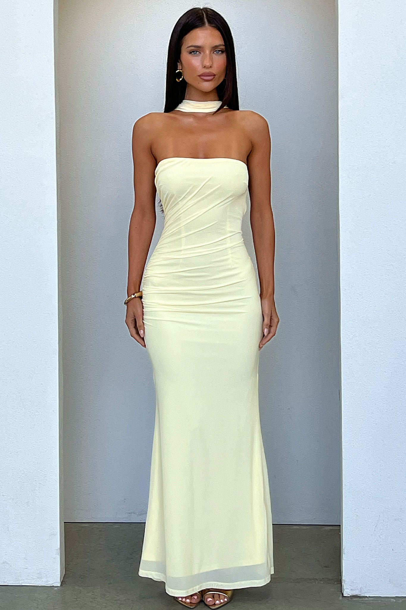 Taylor Open Back Maxi Dress - Yellow-Coutiqo