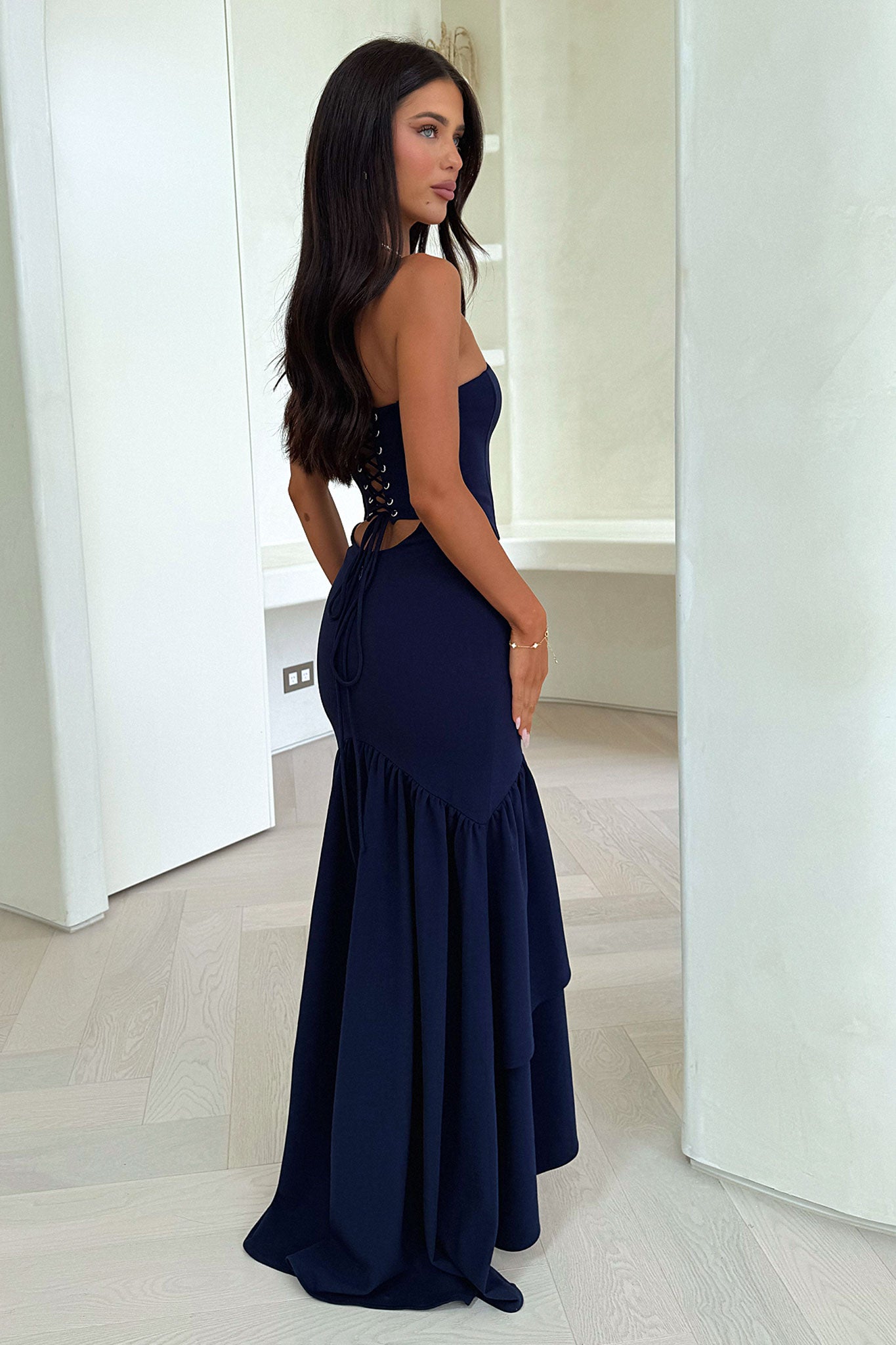 Thalassa Strapless Corset Maxi Dress - Navy-Coutiqo