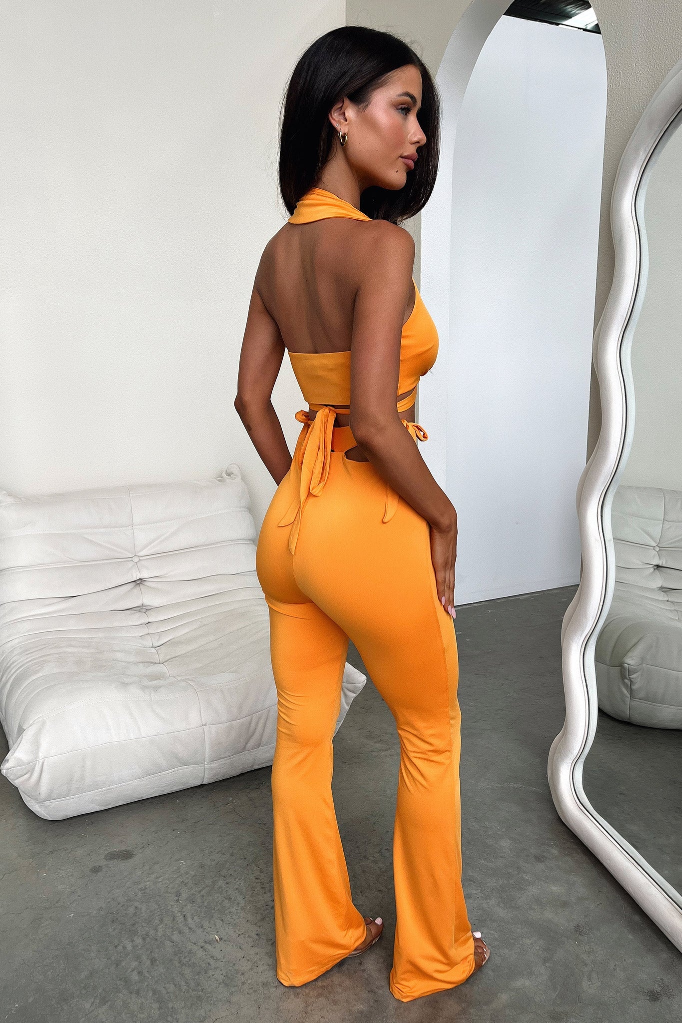 Thia Flare Pants - Orange-Coutiqo