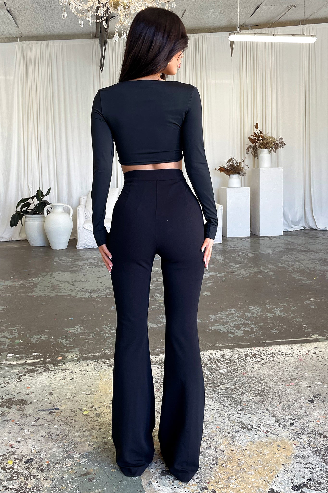 Token Flare Pants - Black-Coutiqo