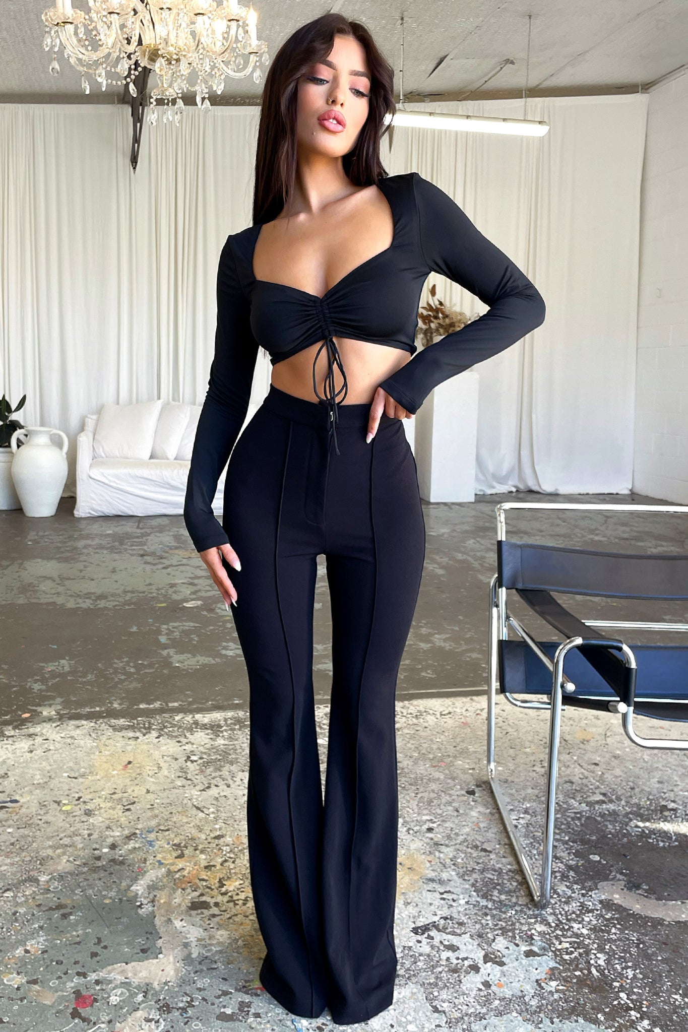 Token Flare Pants - Black-Coutiqo