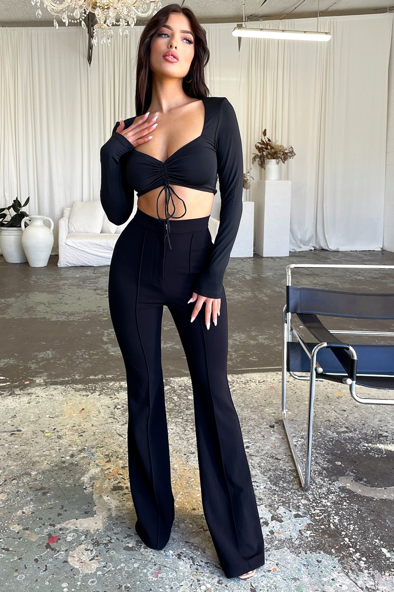 Token Flare Pants - Black-Coutiqo