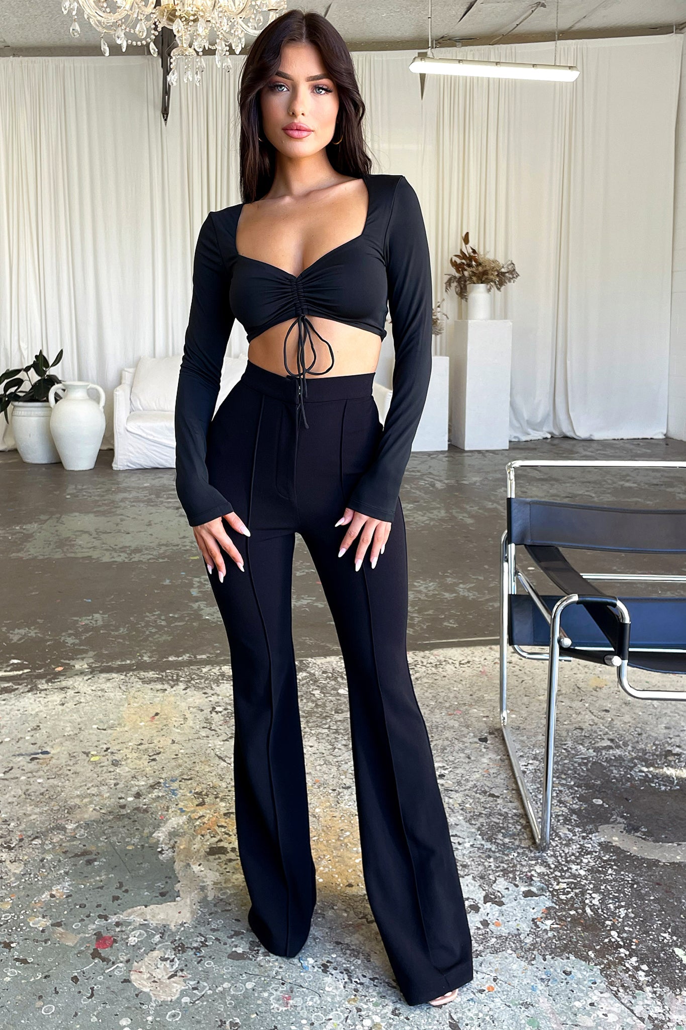 Token Flare Pants - Black-Coutiqo