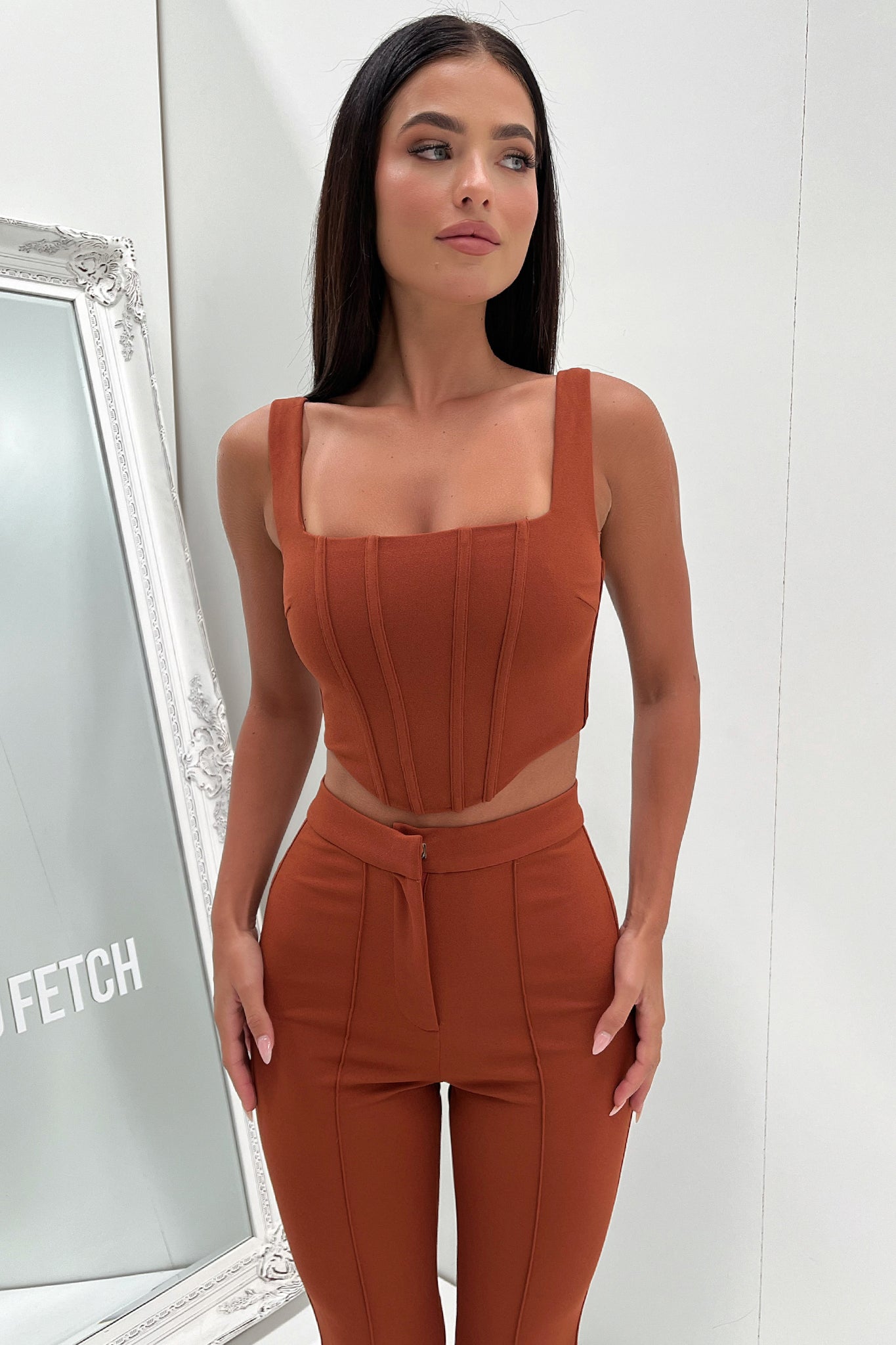 Token Flare Pants - Brown-Coutiqo