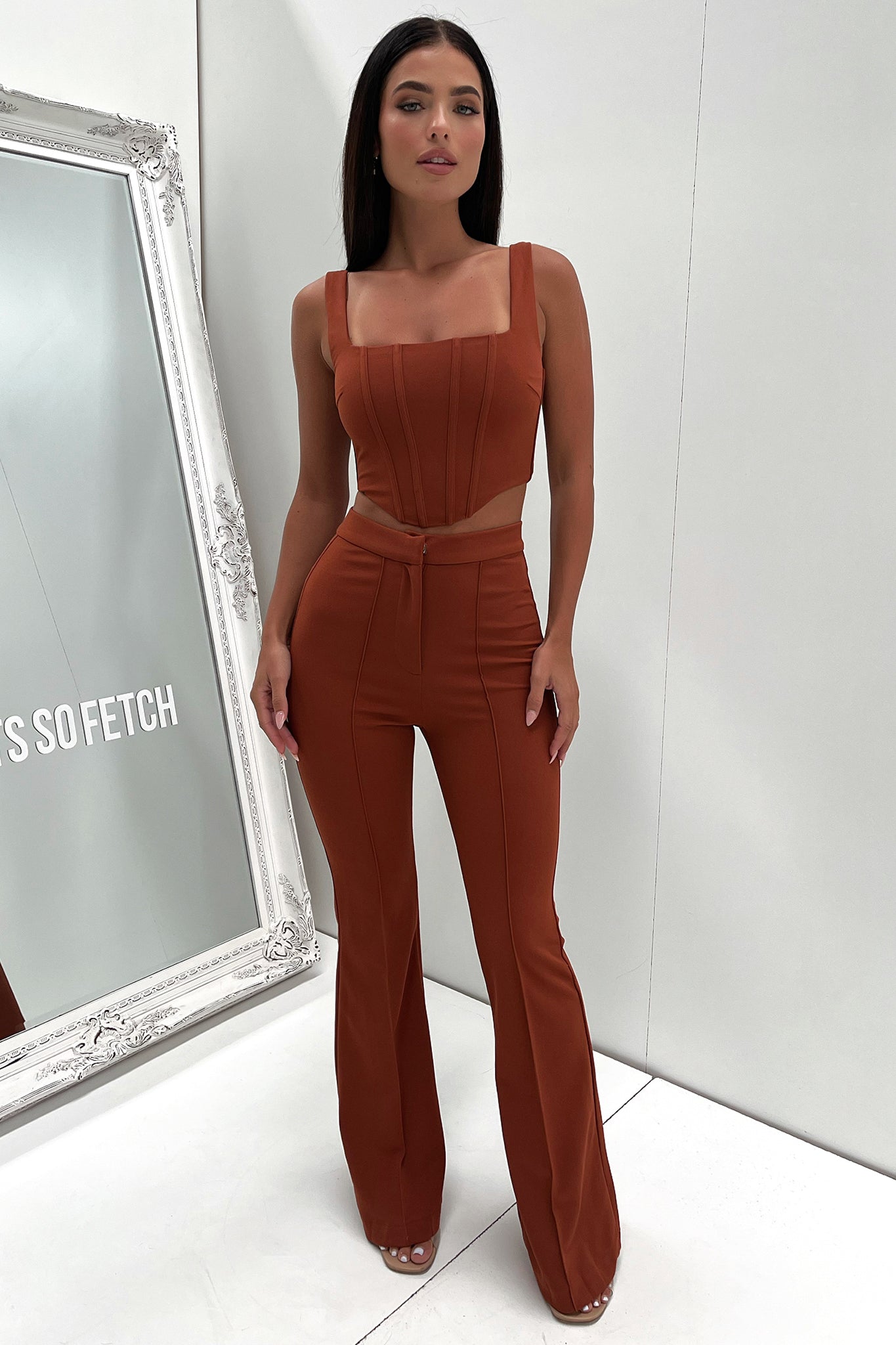 Token Flare Pants - Brown-Coutiqo