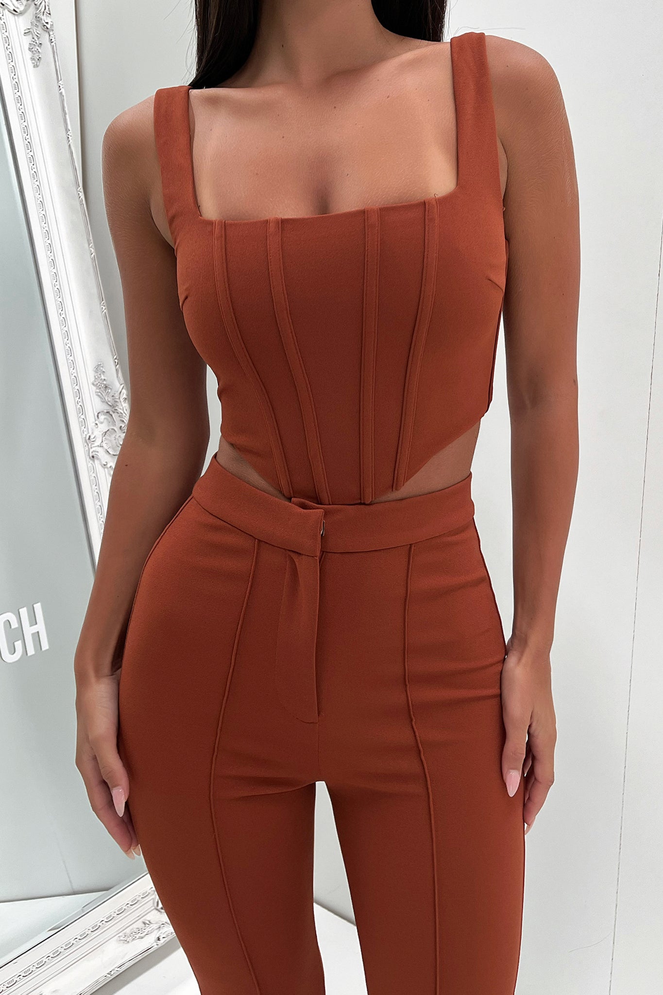 Token Flare Pants - Brown-Coutiqo