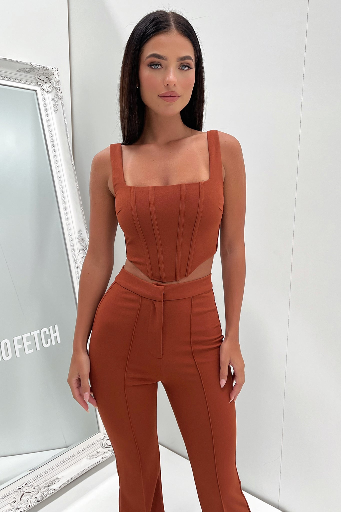 Token Flare Pants - Brown-Coutiqo