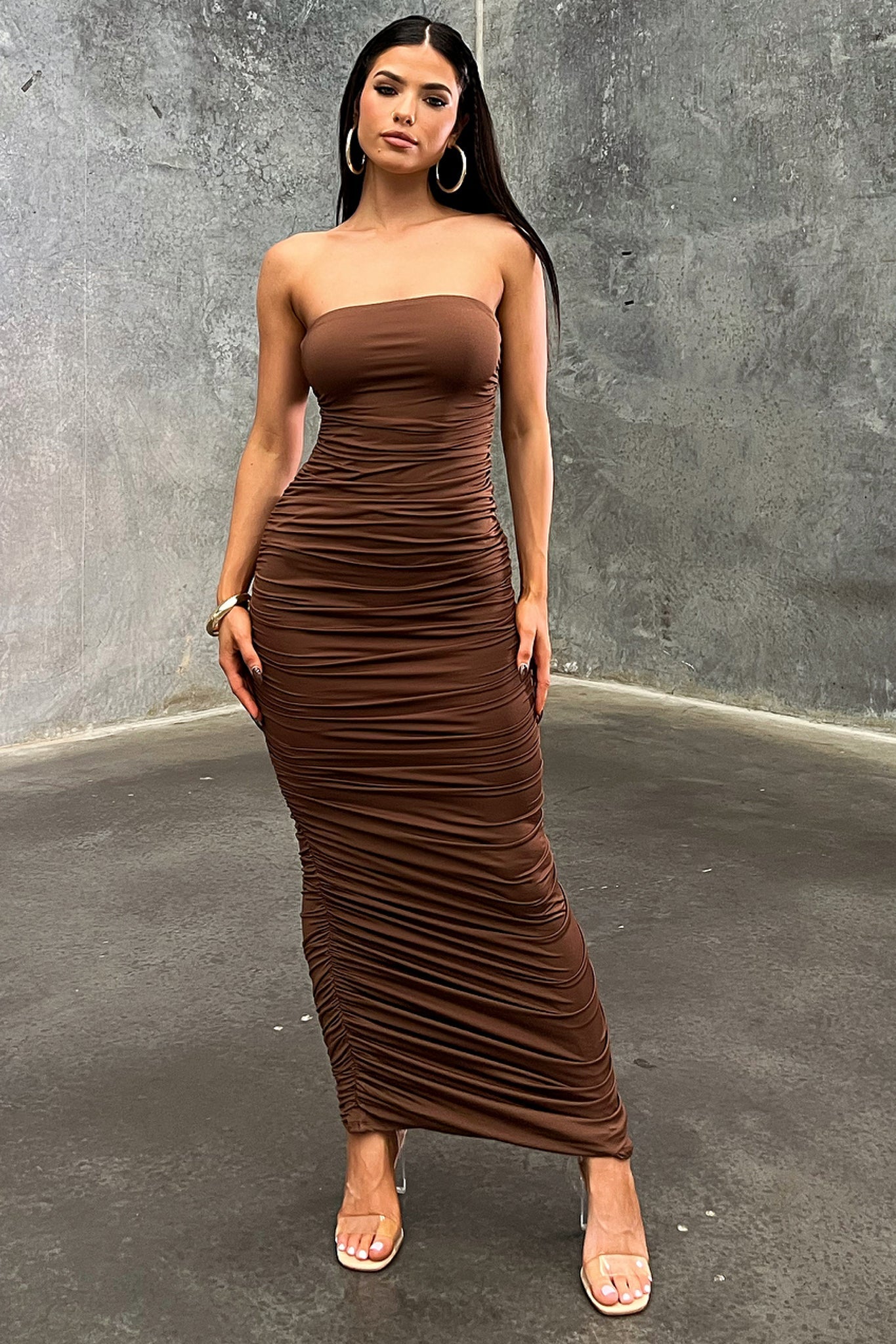 Tonic Maxi Dress - Brown-Coutiqo