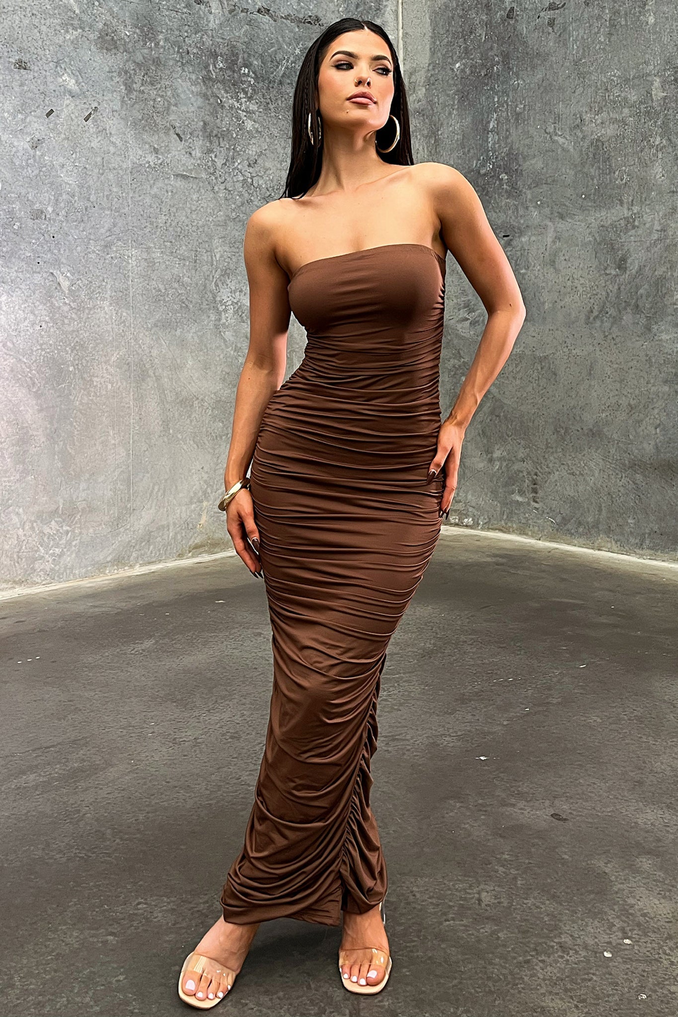 Tonic Maxi Dress - Brown-Coutiqo