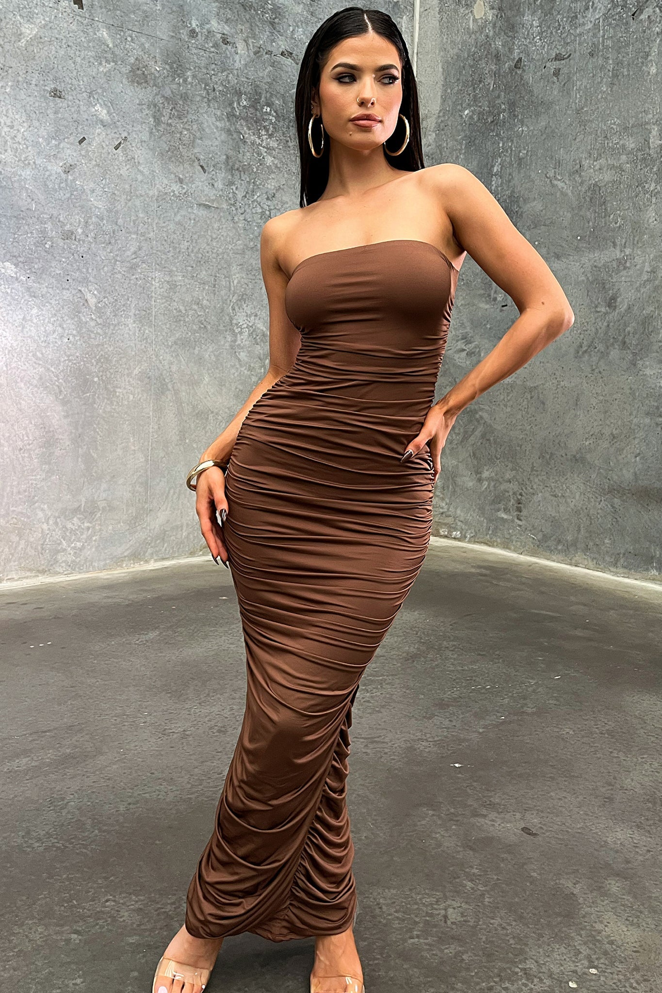 Tonic Maxi Dress - Brown-Coutiqo
