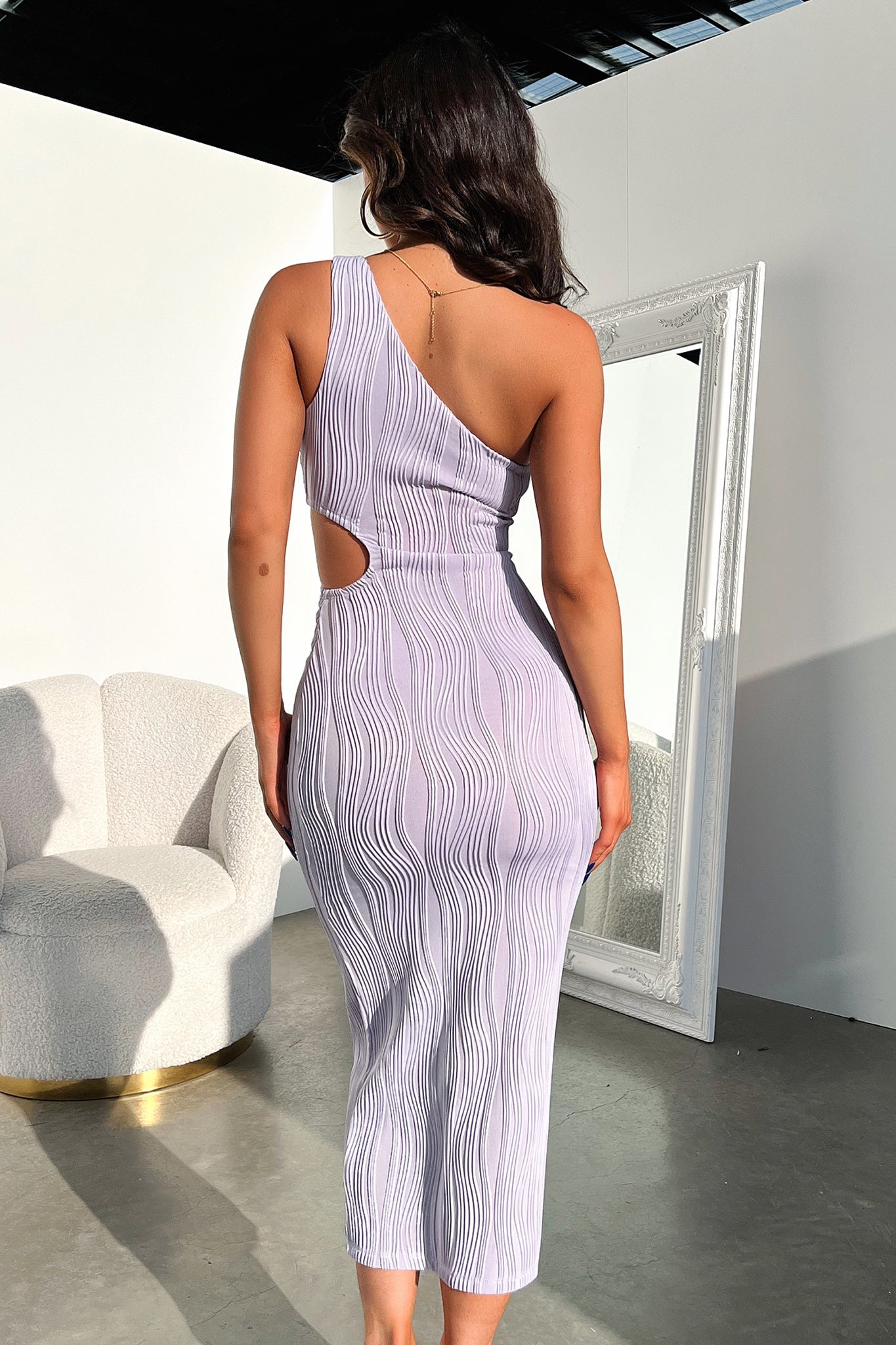 Trami One Shoulder Midi Dress - Lilac-Coutiqo