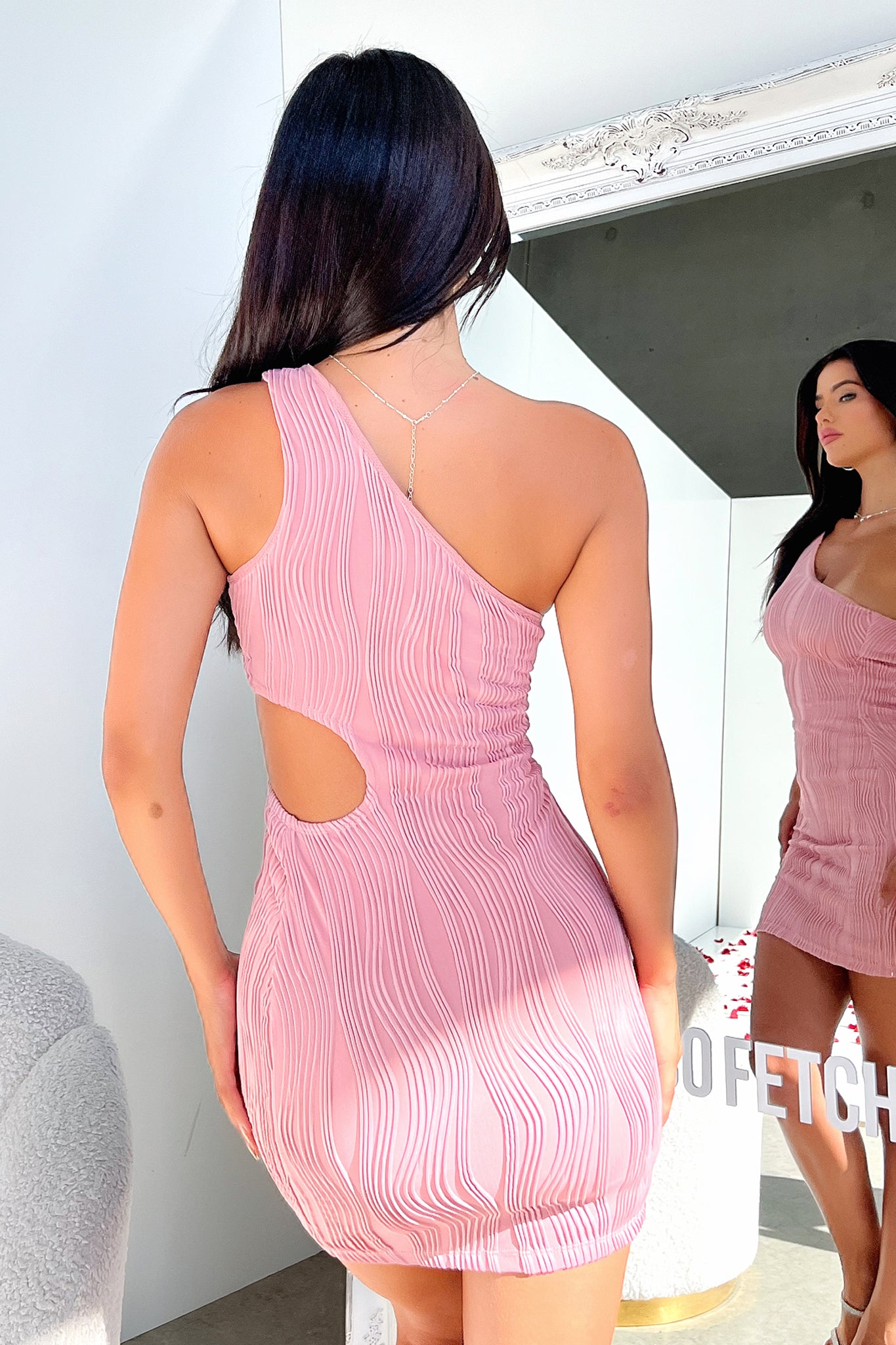 Trami One Shoulder Mini Dress - Pink-Coutiqo