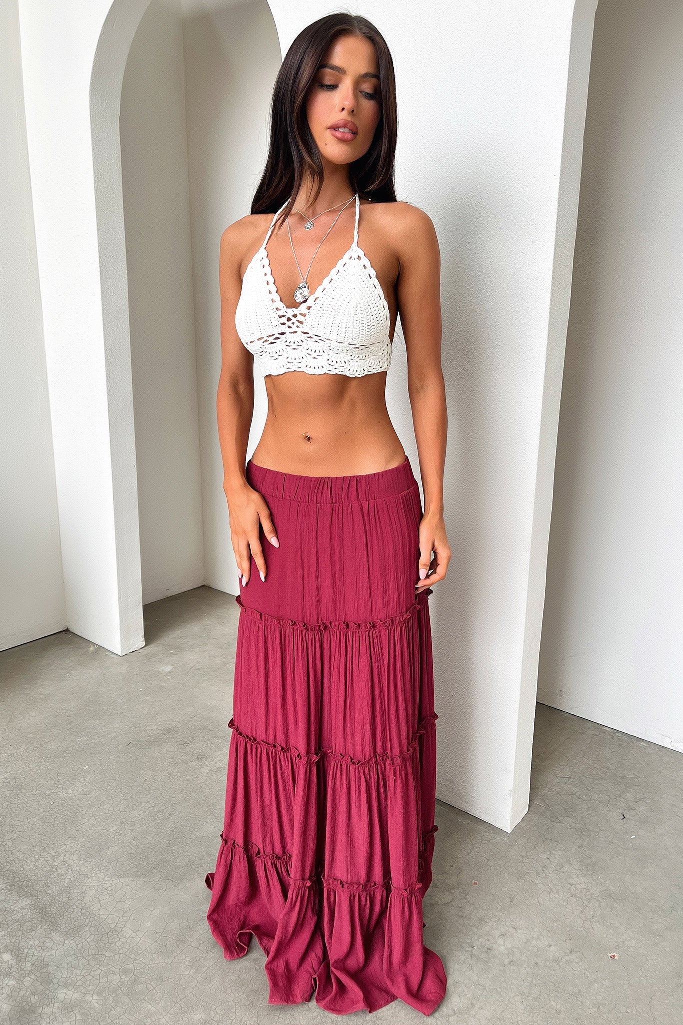 Valetta Crochet Halter Crop - White-Coutiqo