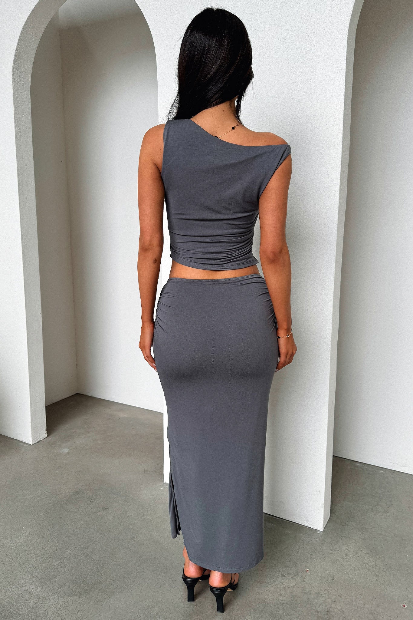 Vamika Maxi Skirt - Charcoal-Coutiqo