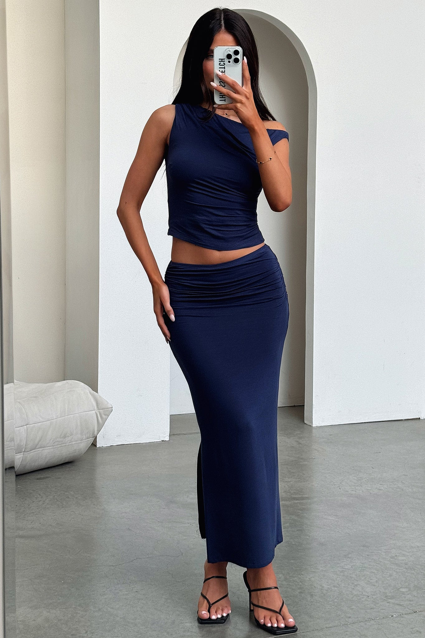 Vamika Maxi Skirt - Navy-Coutiqo