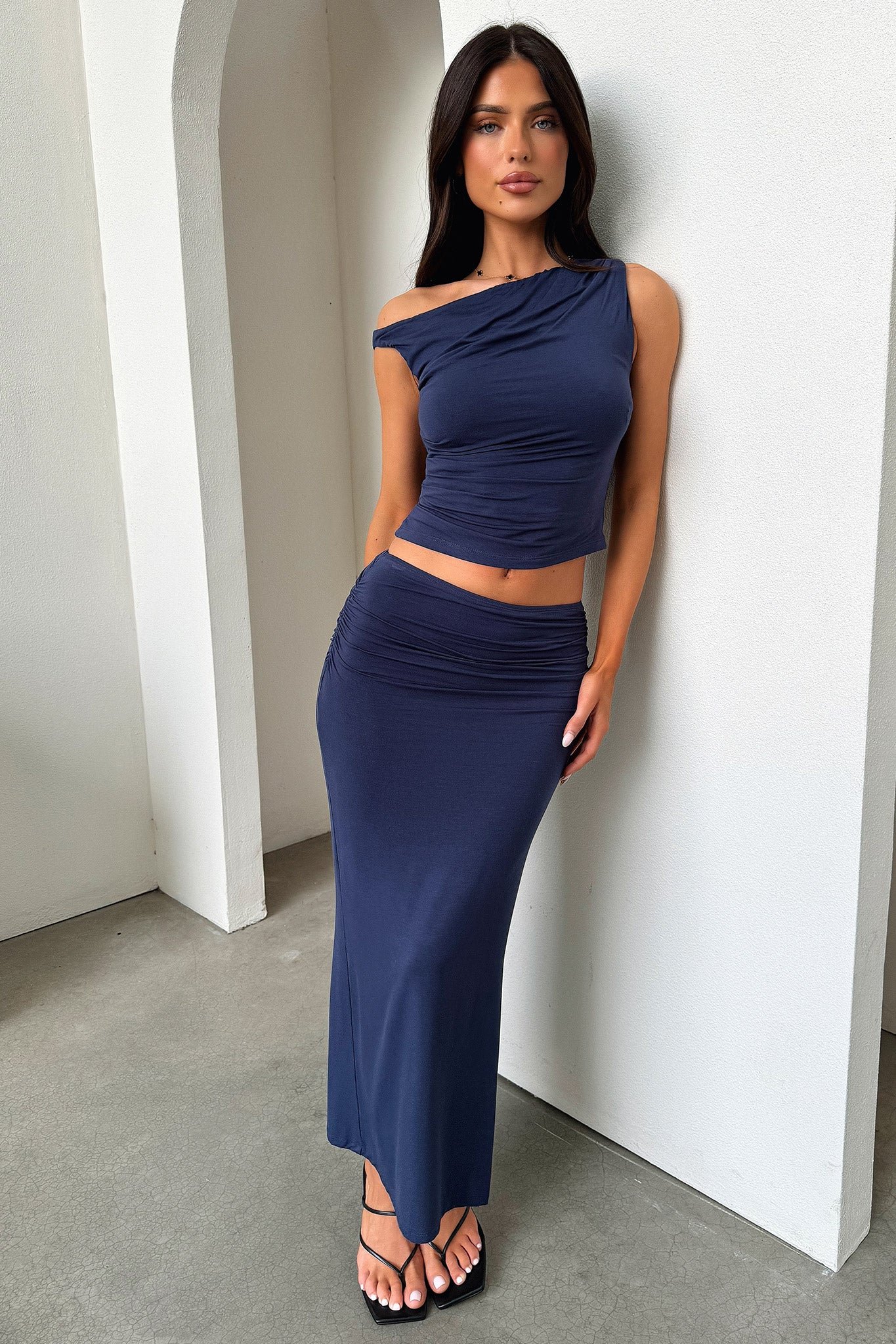 Vamika Maxi Skirt - Navy-Coutiqo