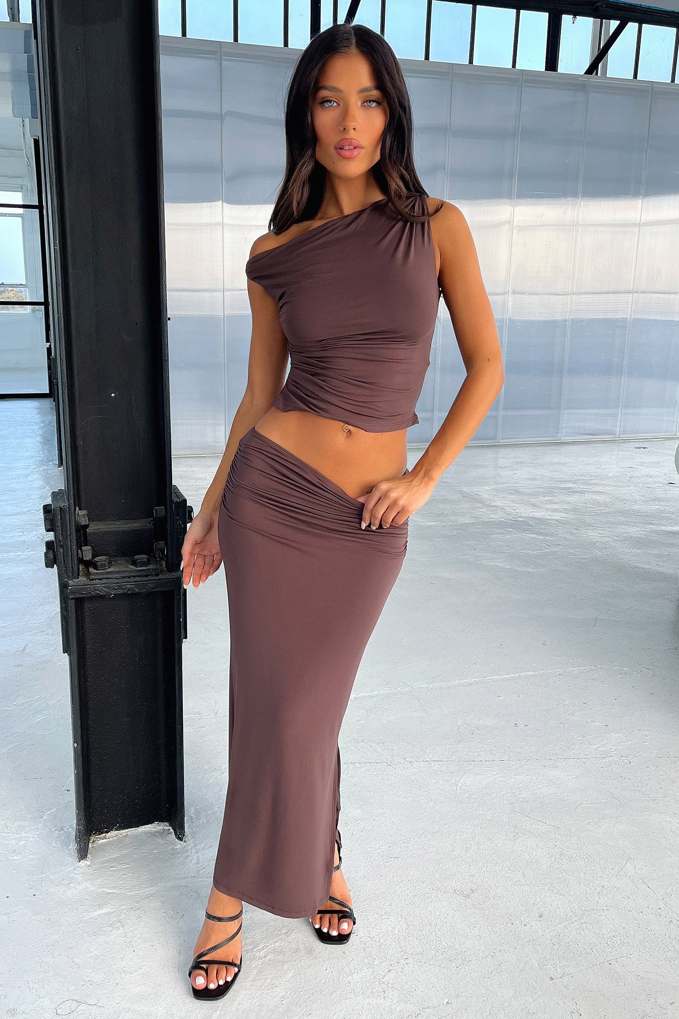 Vamika Maxi Skirt - Brown-Coutiqo