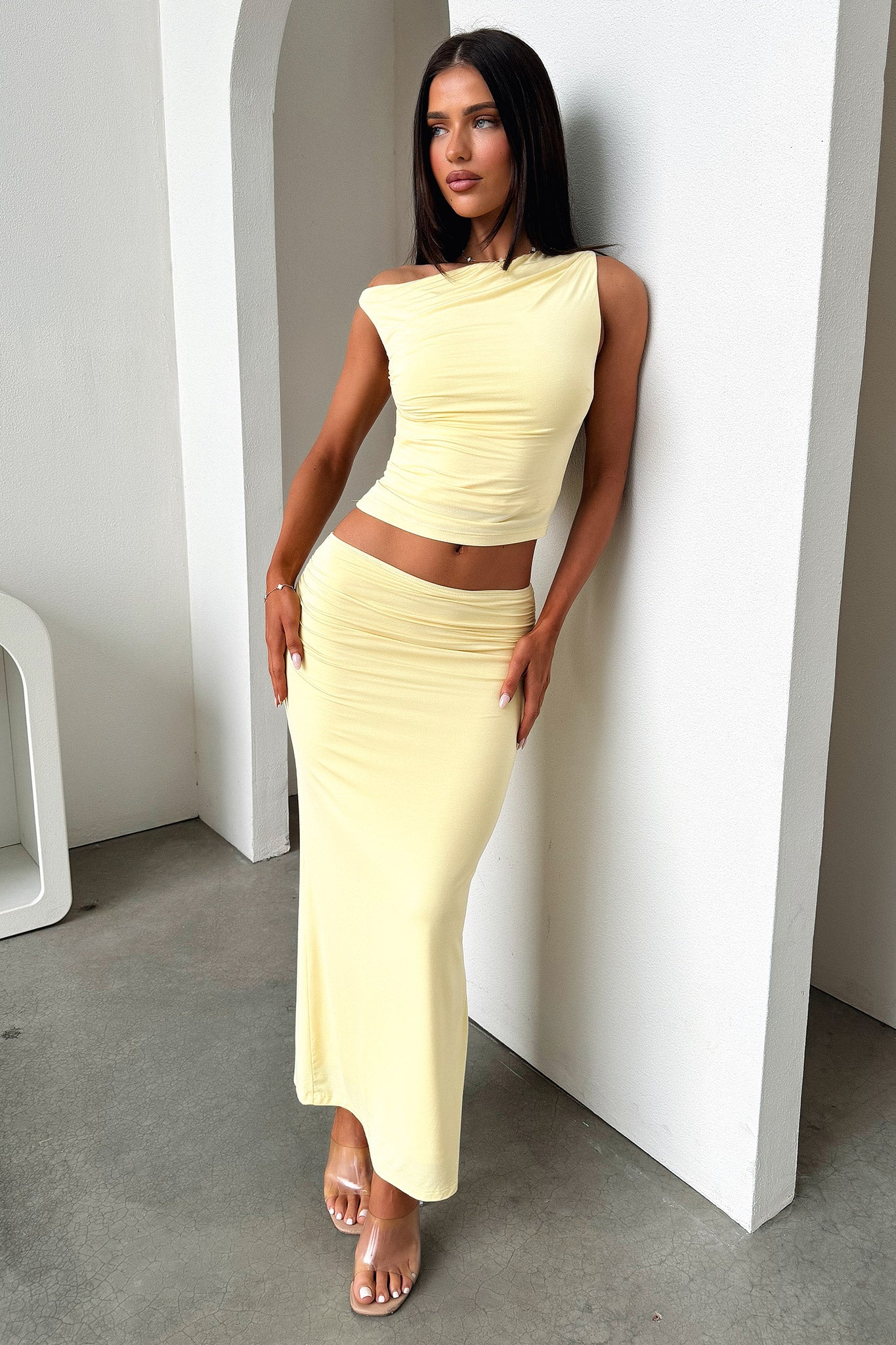 Vamika Maxi Skirt - Yellow-Coutiqo