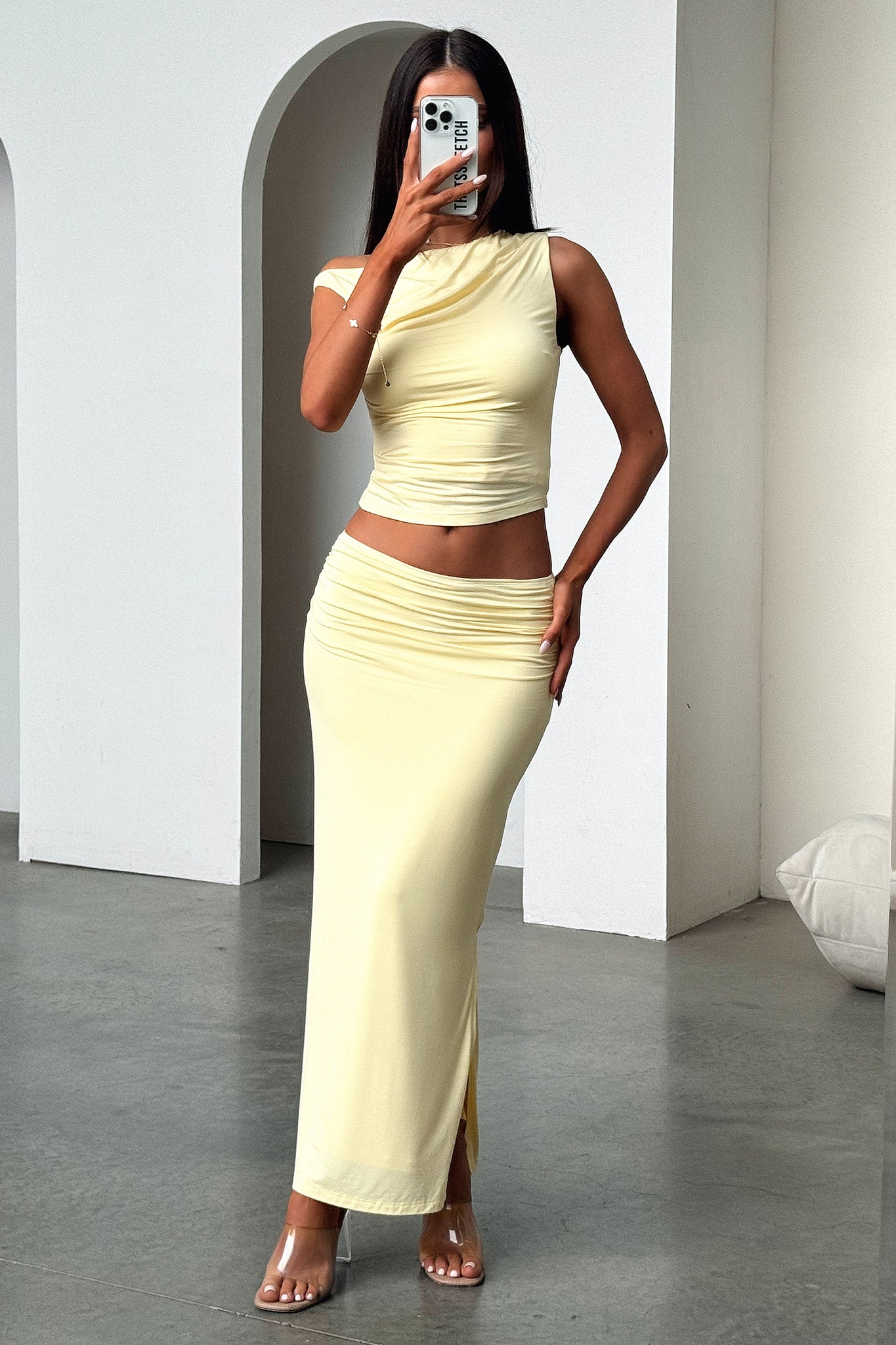 Vamika Maxi Skirt - Yellow-Coutiqo