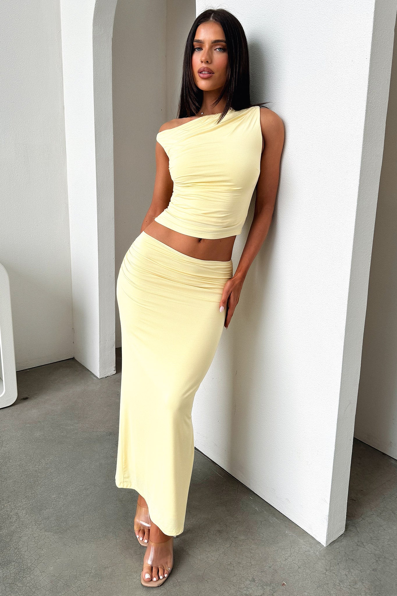 Vamika Maxi Skirt - Yellow-Coutiqo