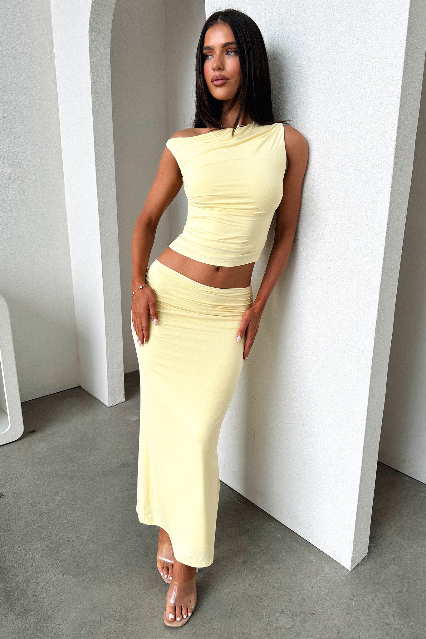Vamika Maxi Skirt - Yellow-Coutiqo