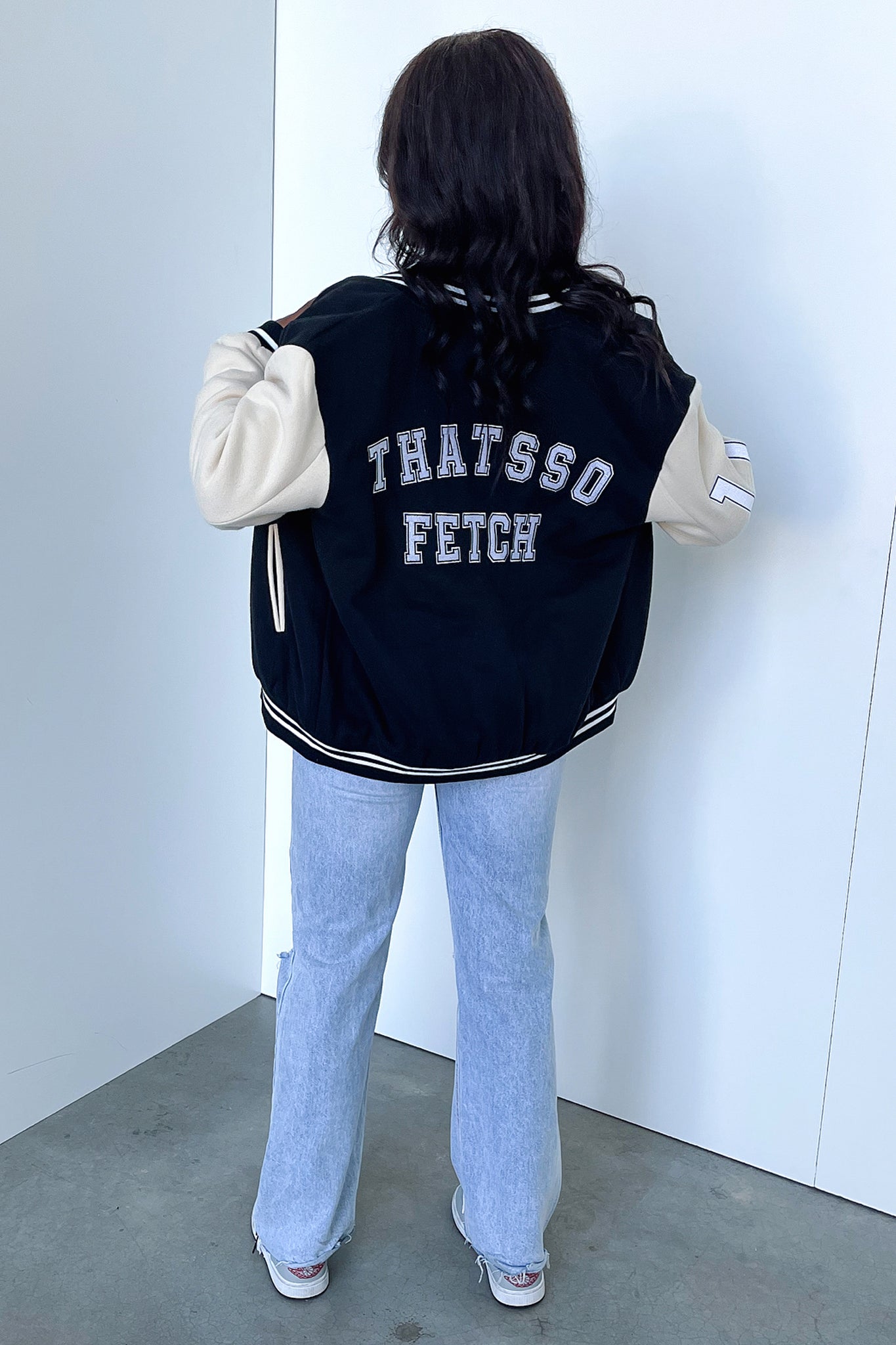 Varsity Jacket - Black/Beige-Coutiqo