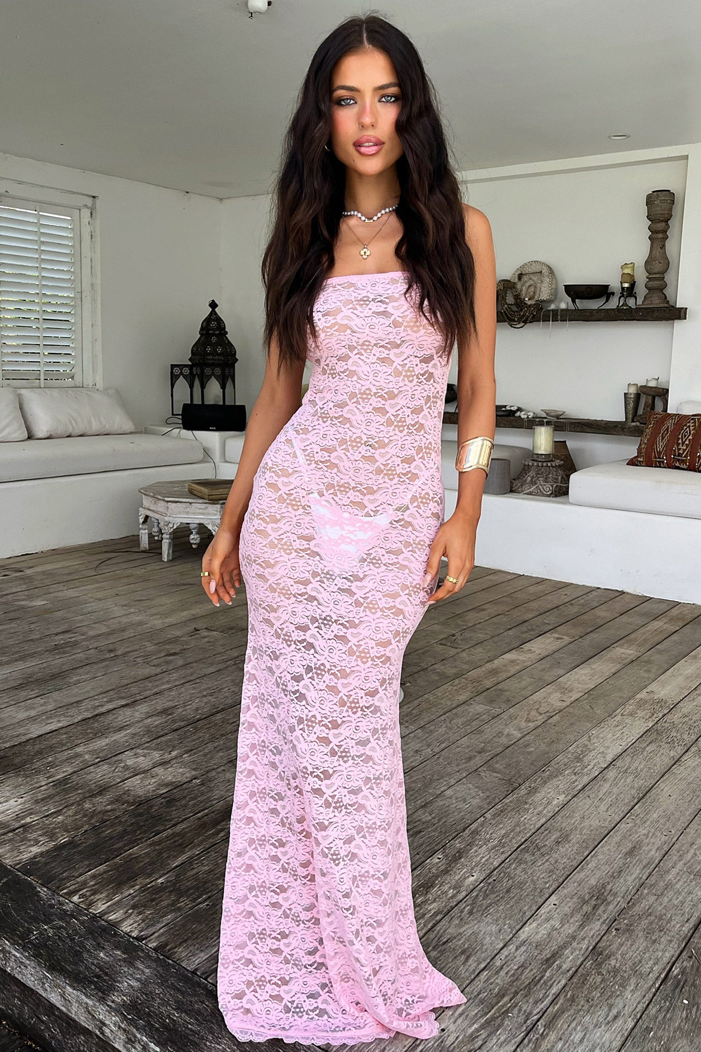 Veradi Maxi Dress - Baby Pink-Coutiqo