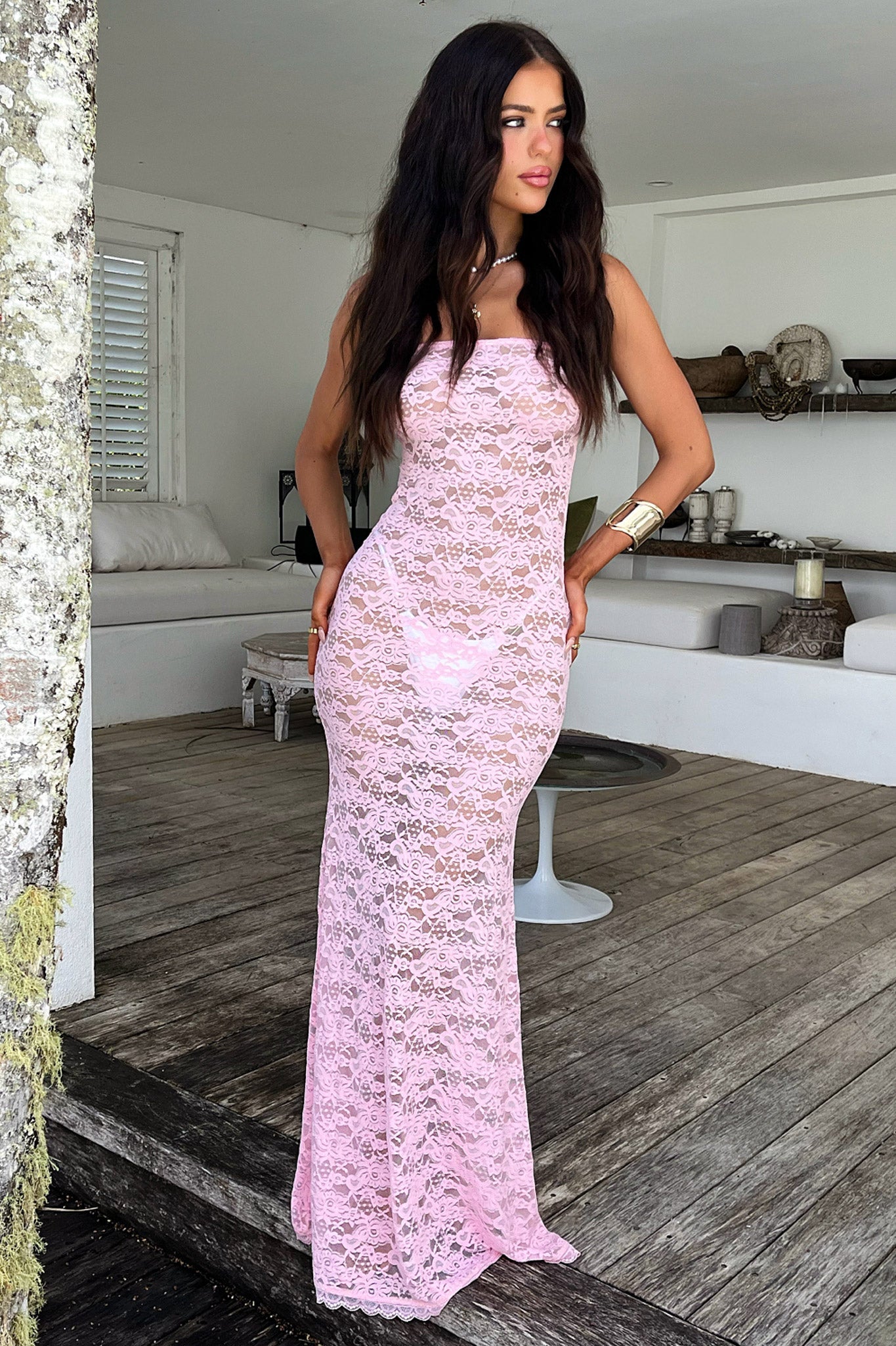 Veradi Maxi Dress - Baby Pink-Coutiqo