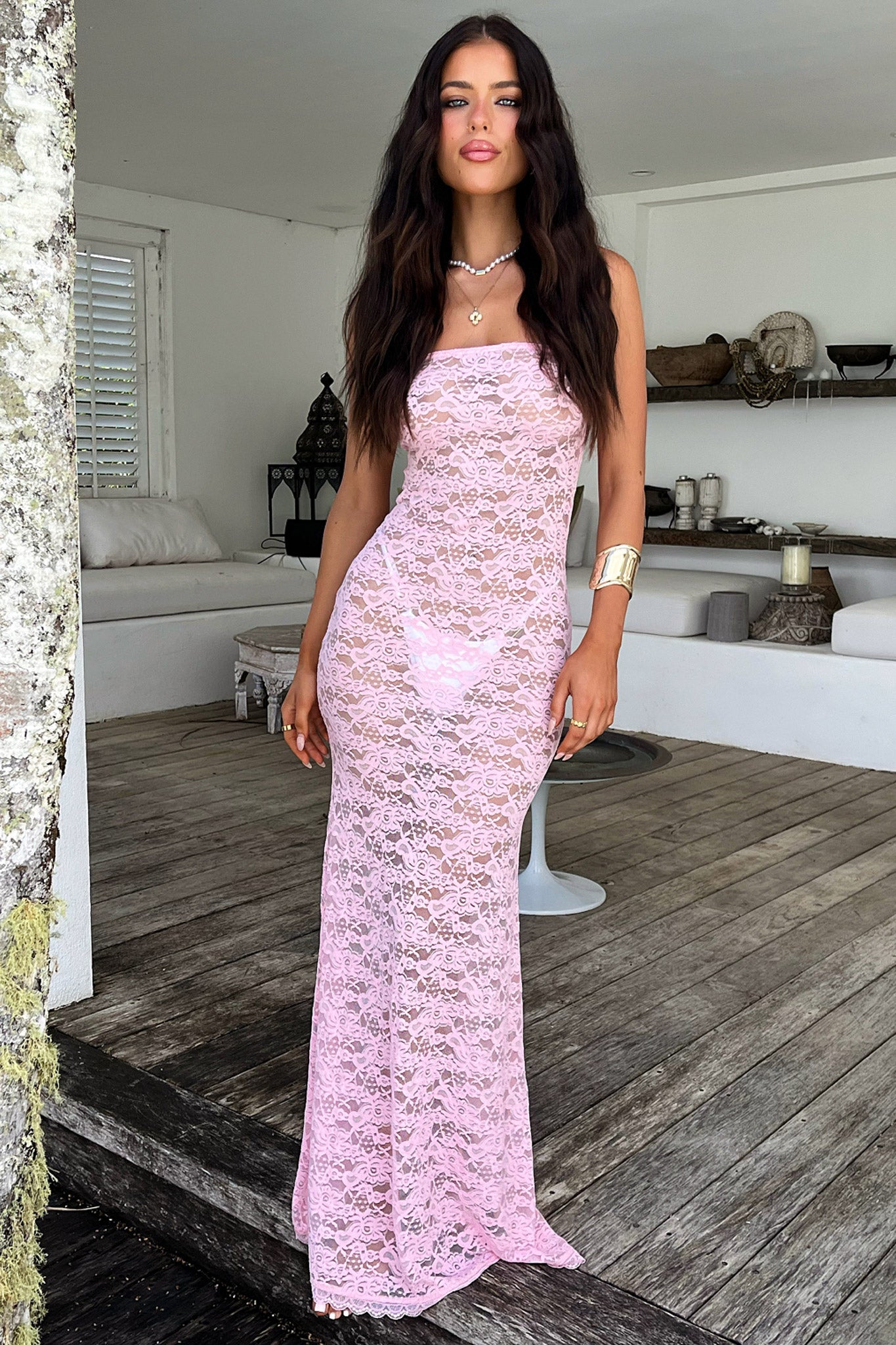 Veradi Maxi Dress - Baby Pink-Coutiqo
