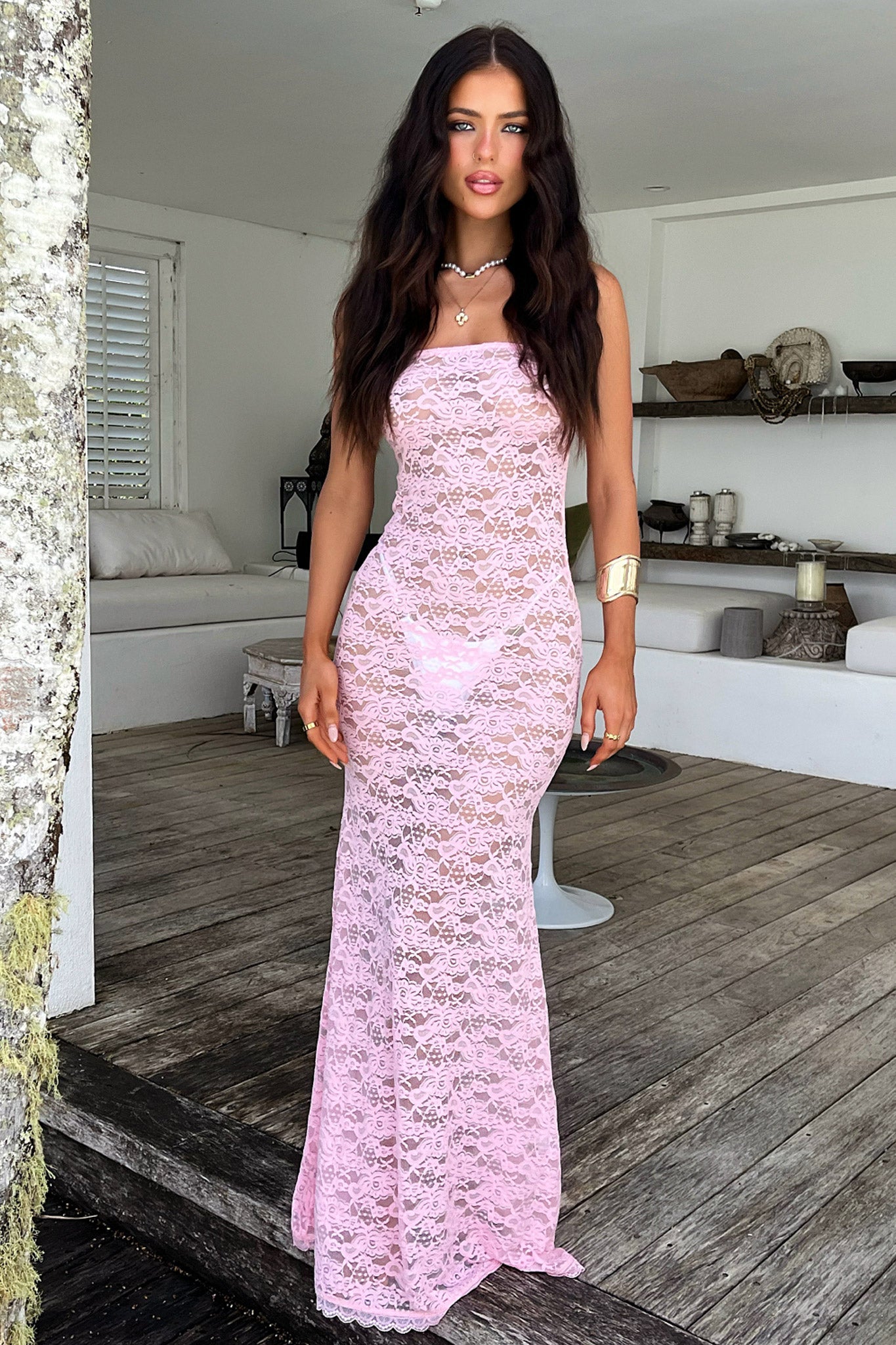 Veradi Maxi Dress - Baby Pink-Coutiqo