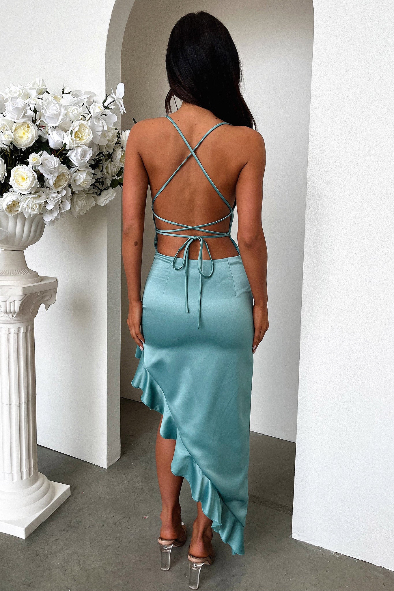 Viola Midi Dress - Teal-Coutiqo