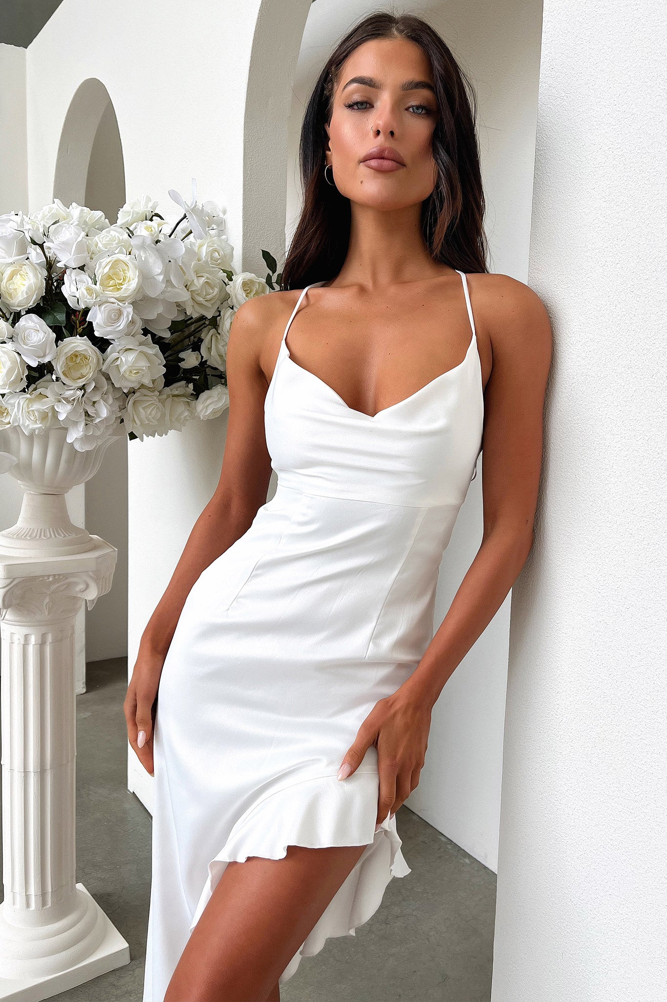 Viola Midi Dress - White-Coutiqo
