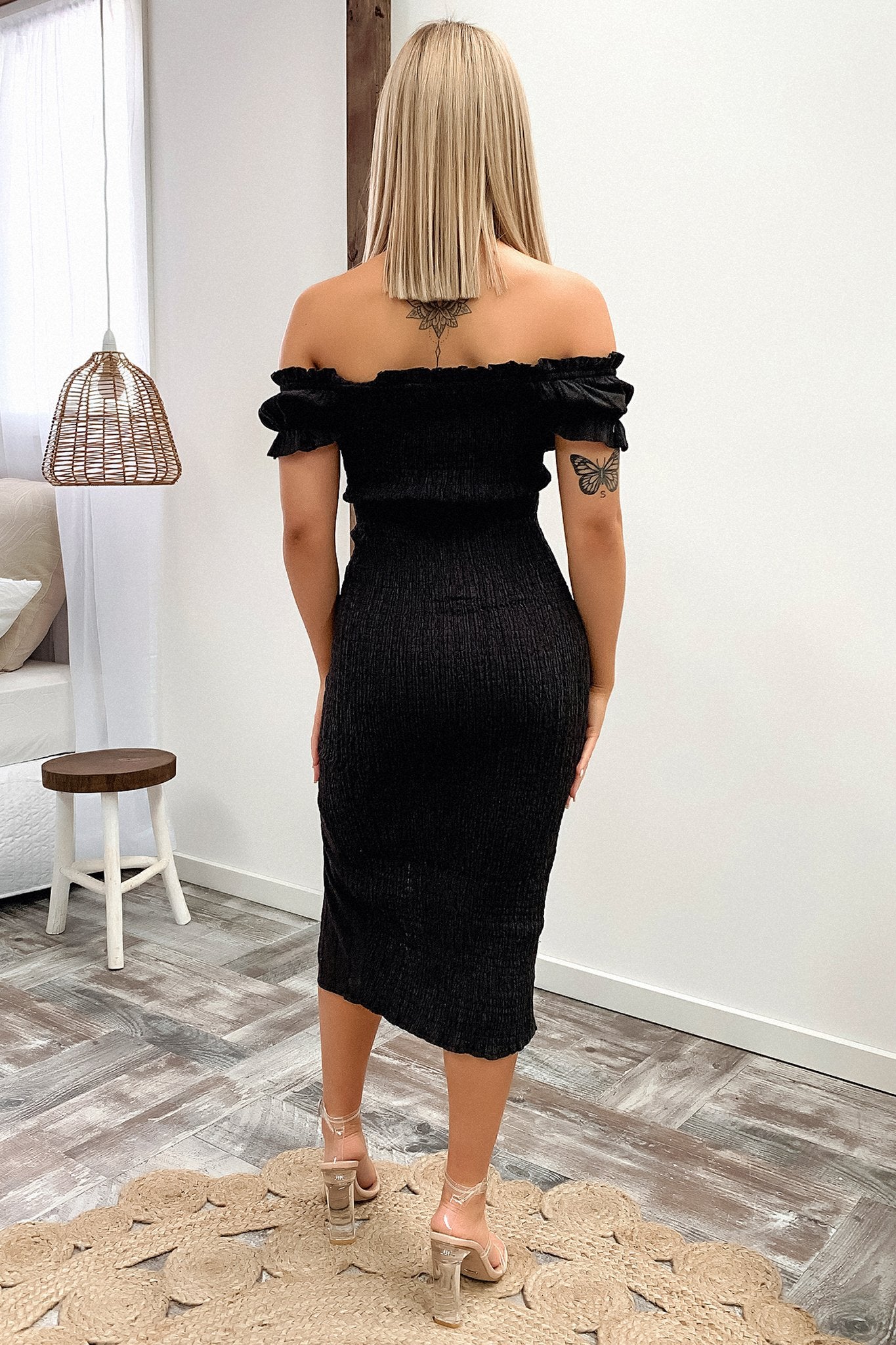 Maisie Midi Dress - Black-Coutiqo