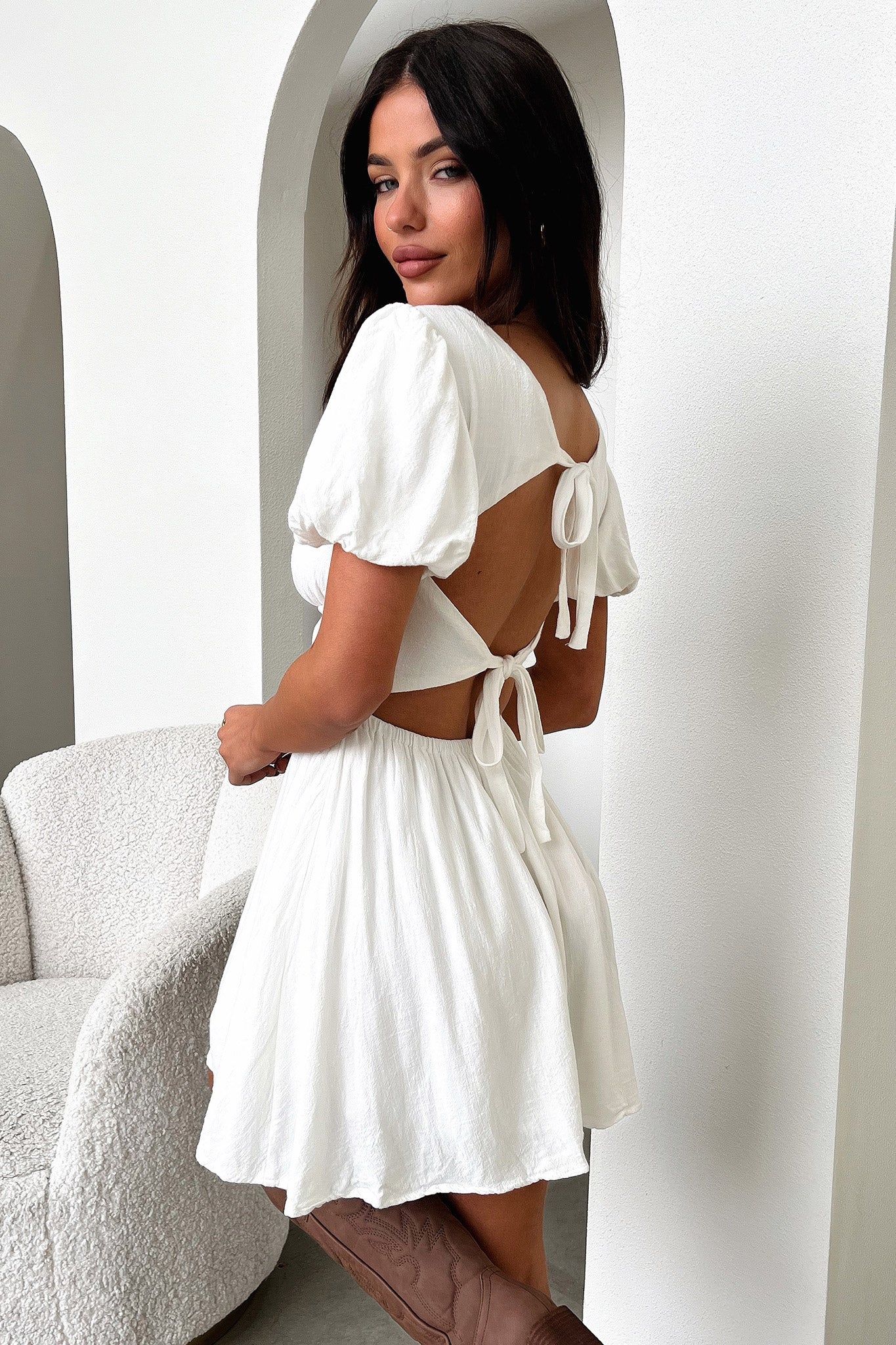 Whitney Dress - White-Coutiqo