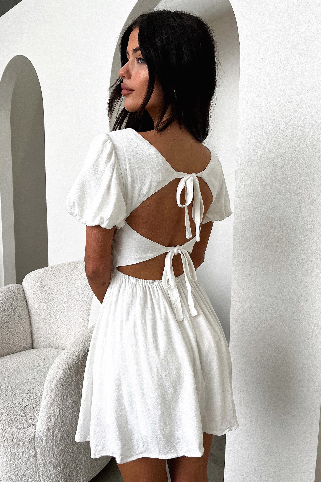Whitney Dress - White-Coutiqo