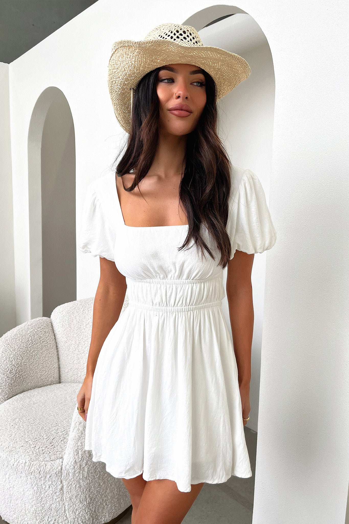 Whitney Dress - White-Coutiqo