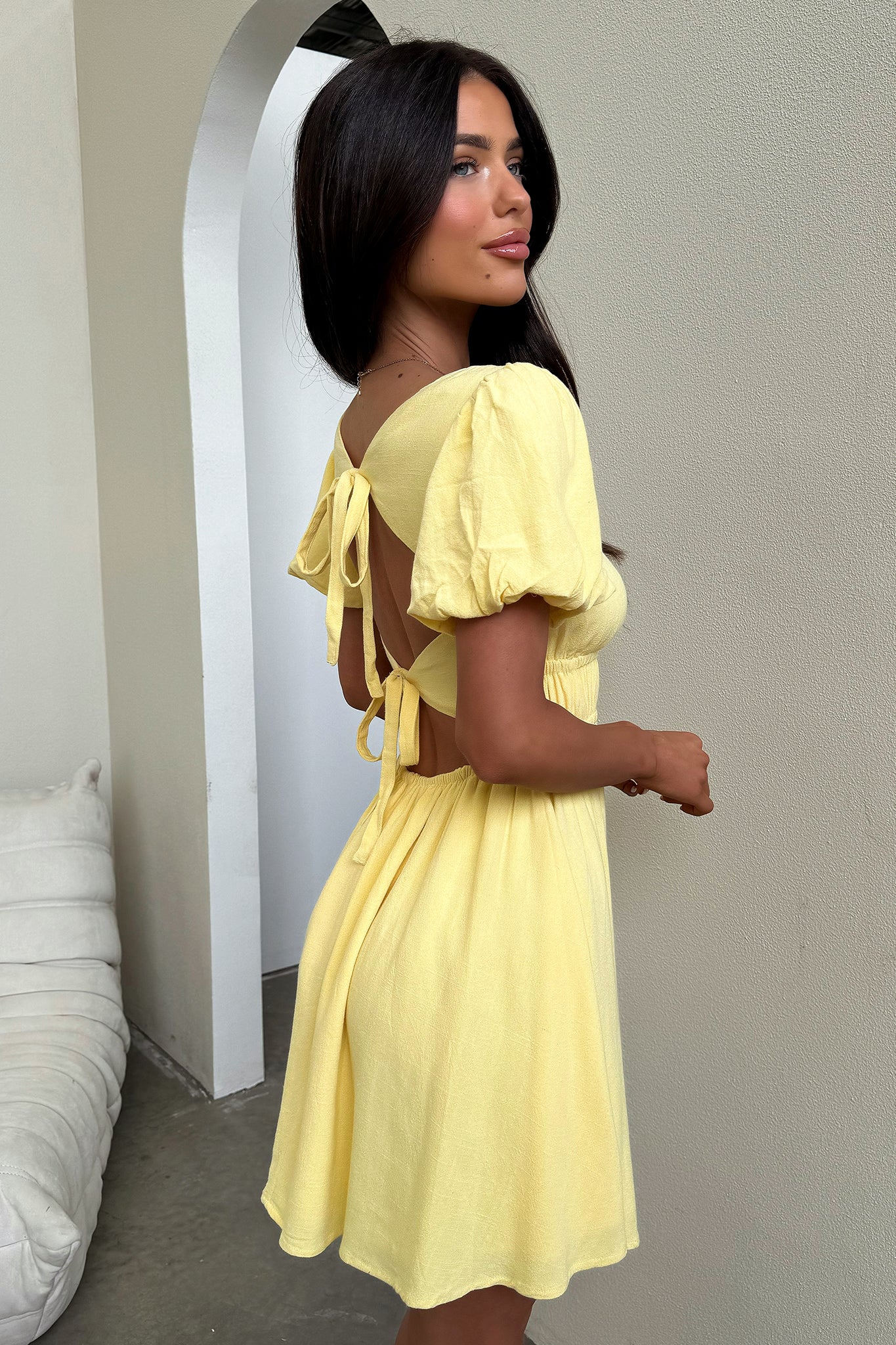 Whitney Dress - Baby Yellow-Coutiqo