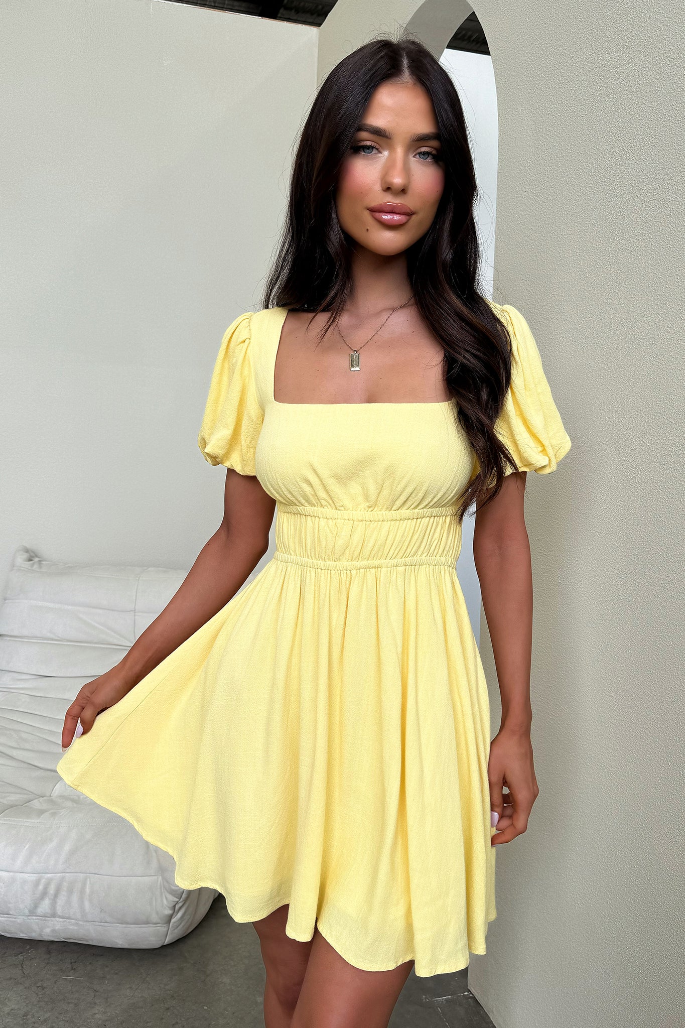 Whitney Dress - Baby Yellow-Coutiqo