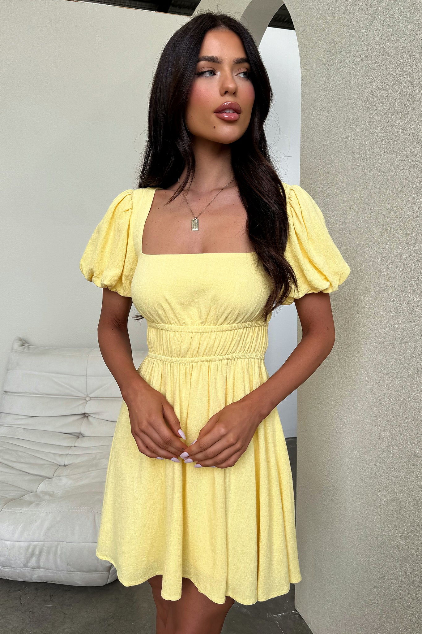 Whitney Dress - Baby Yellow-Coutiqo