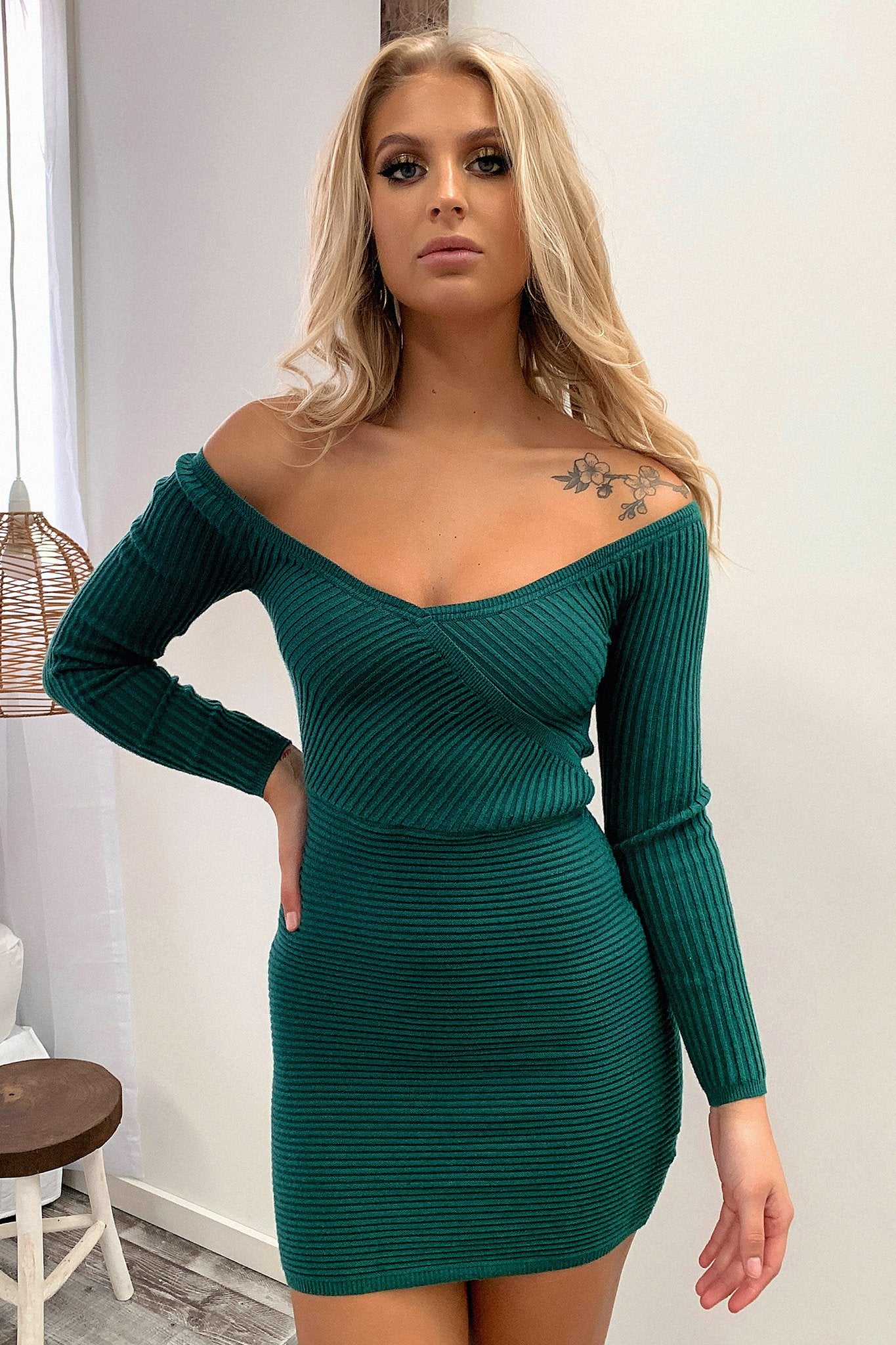 Julia Knitted Dress - Emerald-Coutiqo