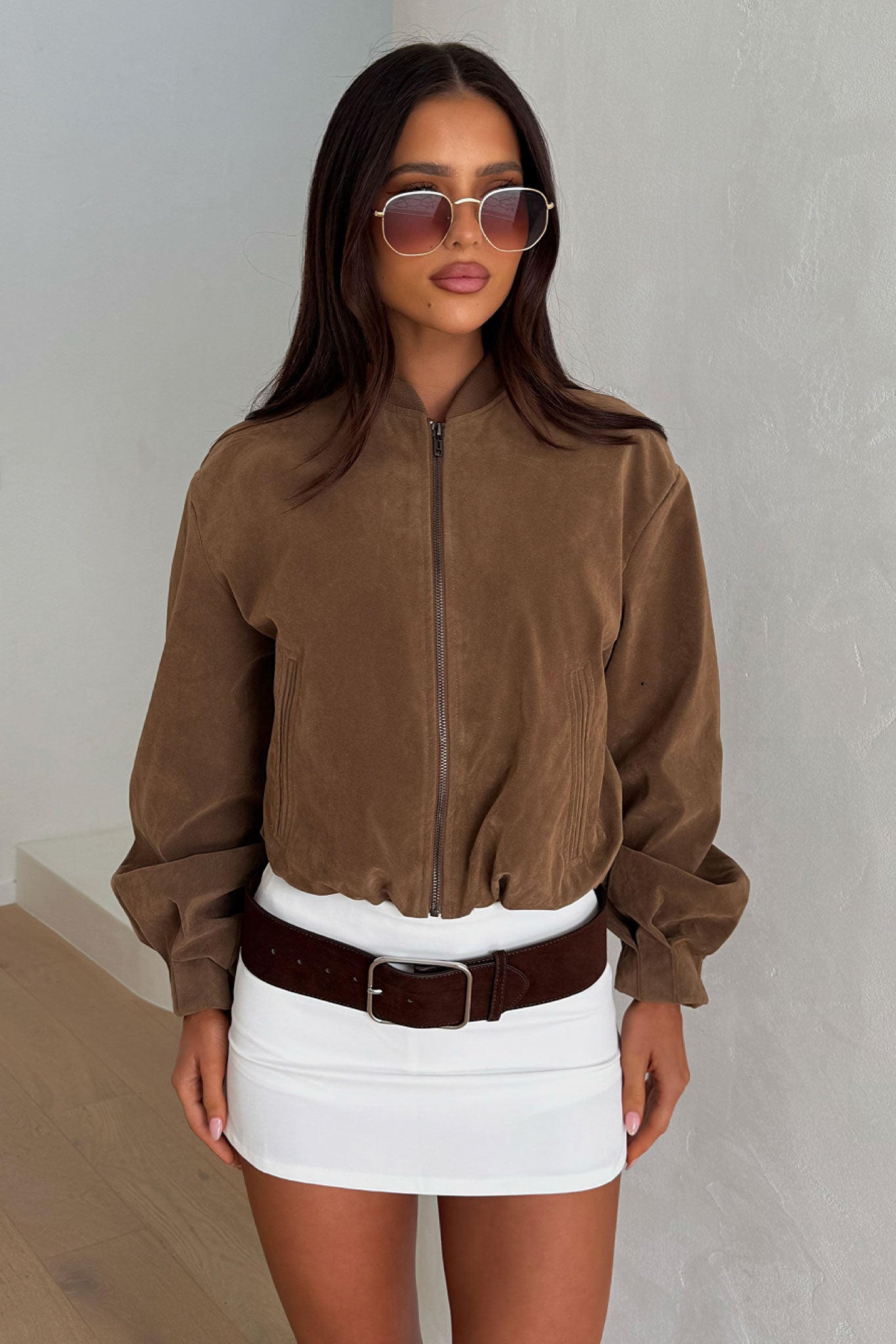 Yuki Bomber Jacket - Brown-Coutiqo