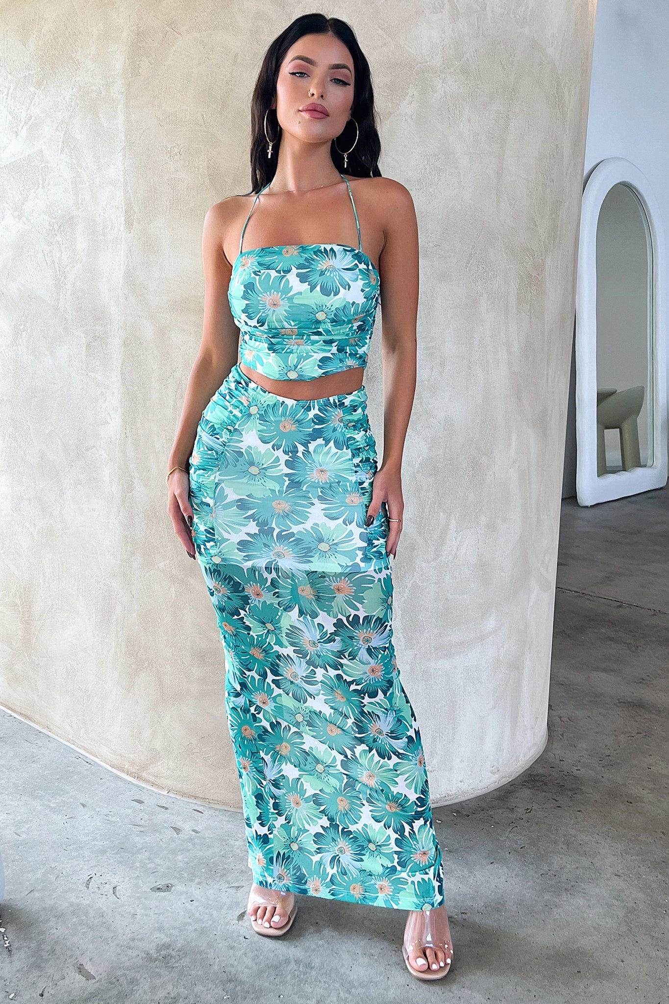 Zari Crop - Green Floral-Coutiqo