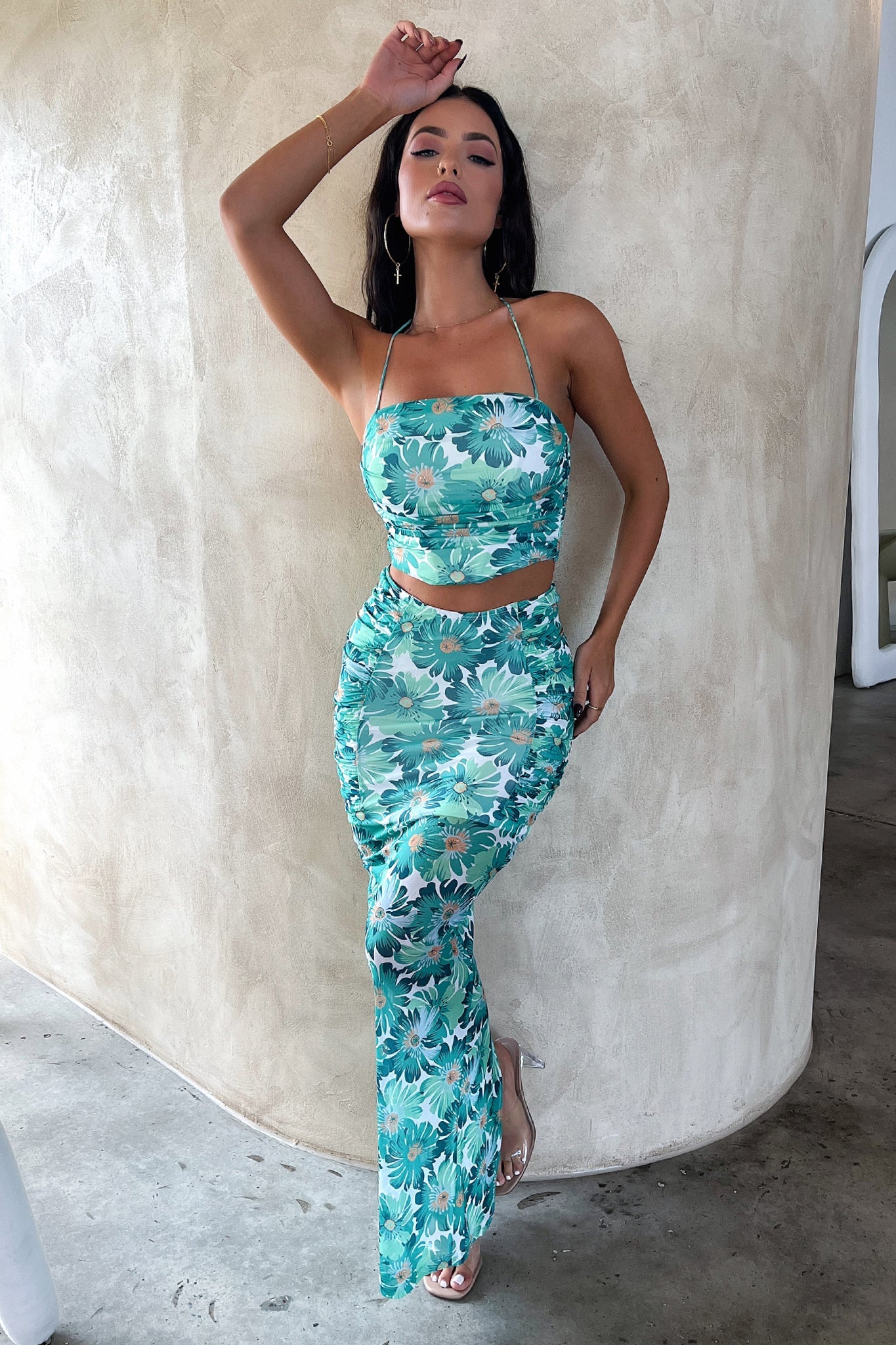Zari Skirt - Green Floral-Coutiqo