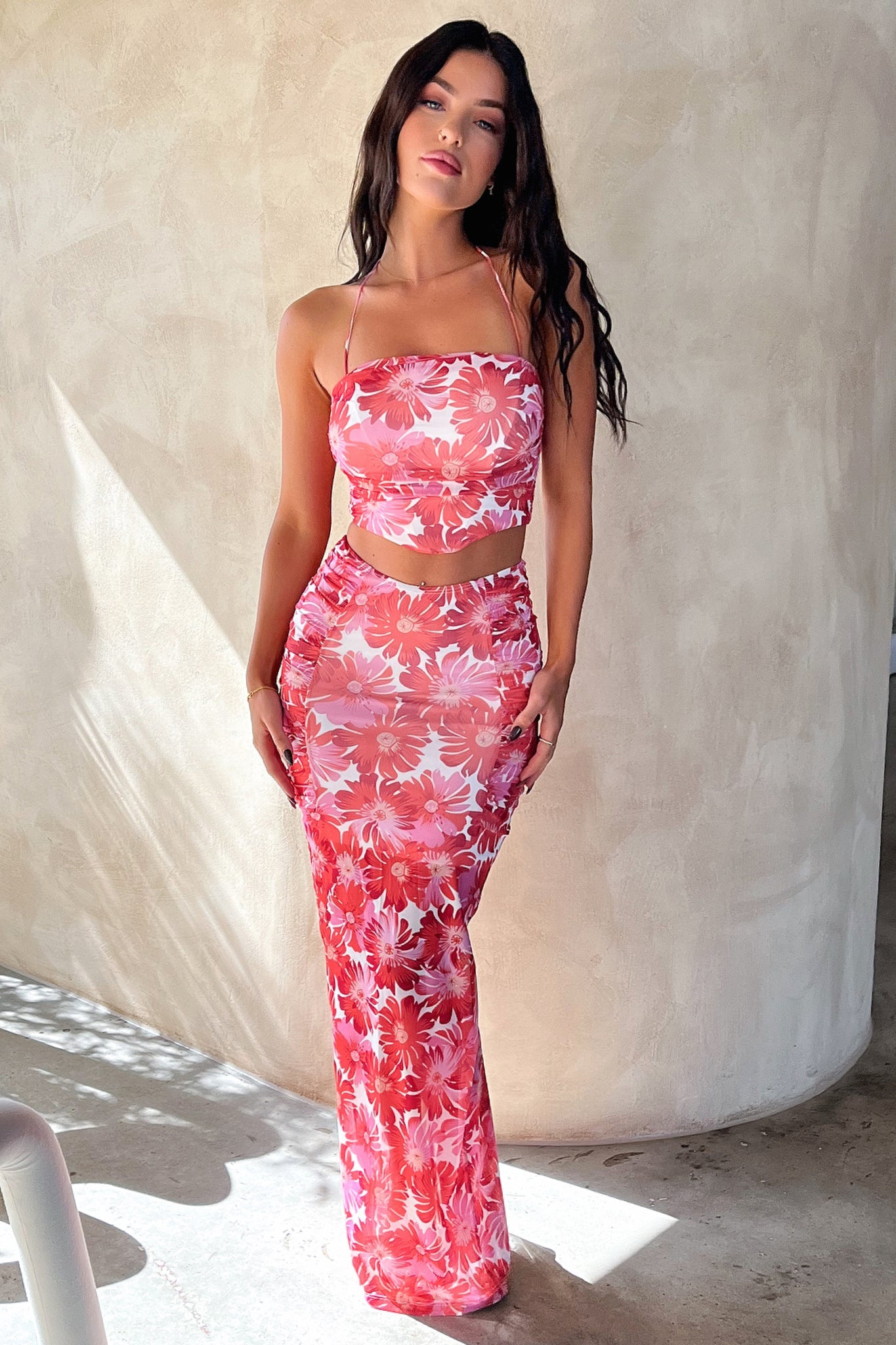 Zari Skirt - Red Floral-Coutiqo
