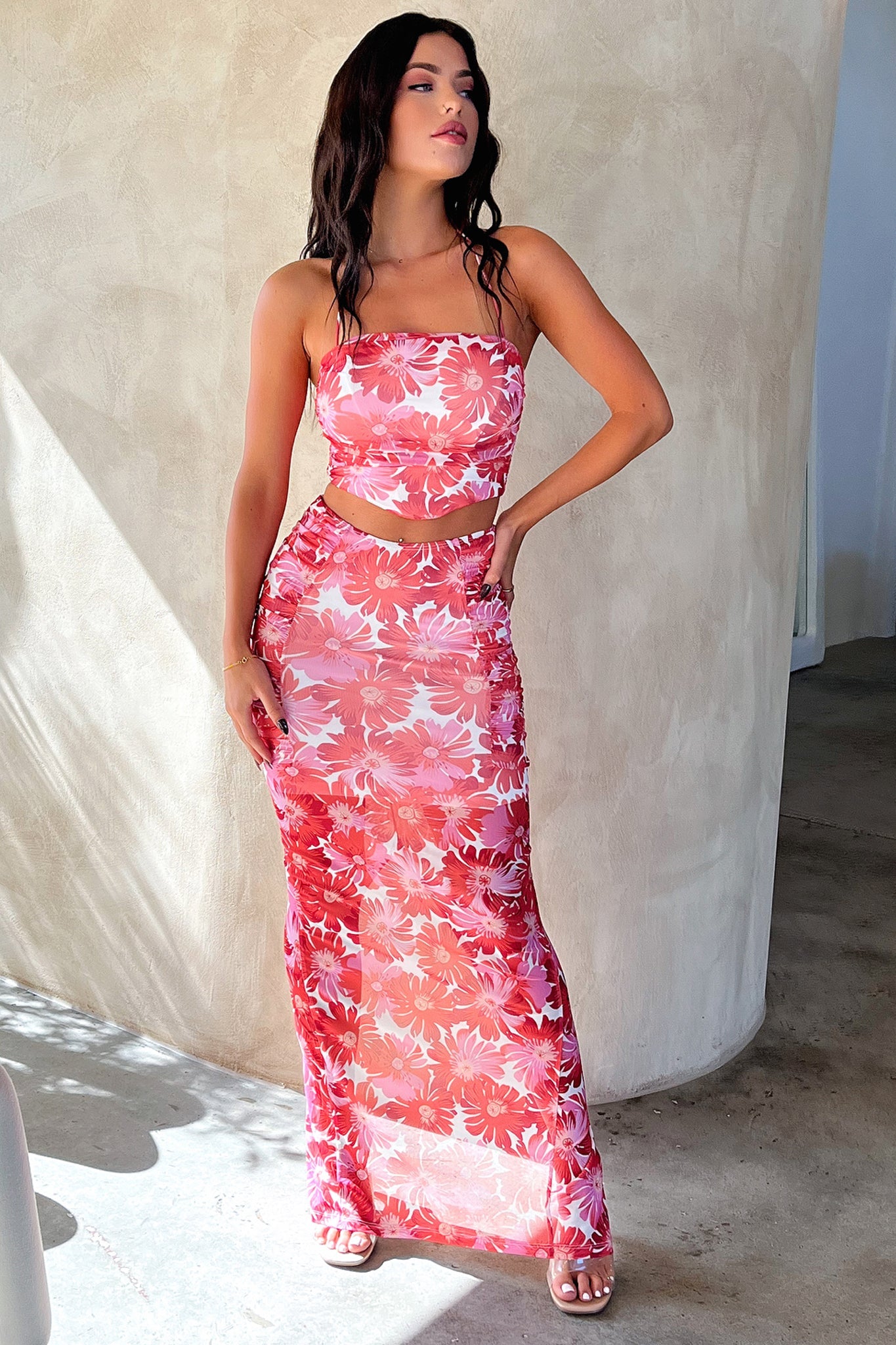 Zari Skirt - Red Floral-Coutiqo