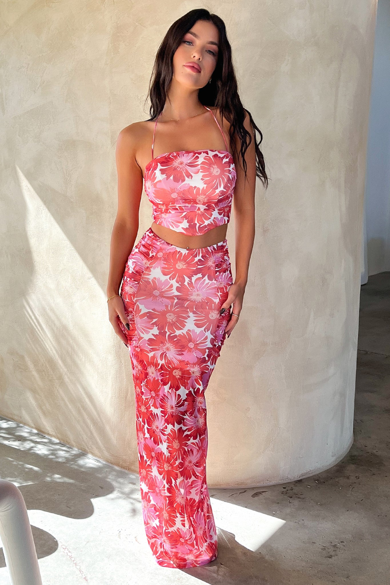 Zari Crop - Red Floral-Coutiqo