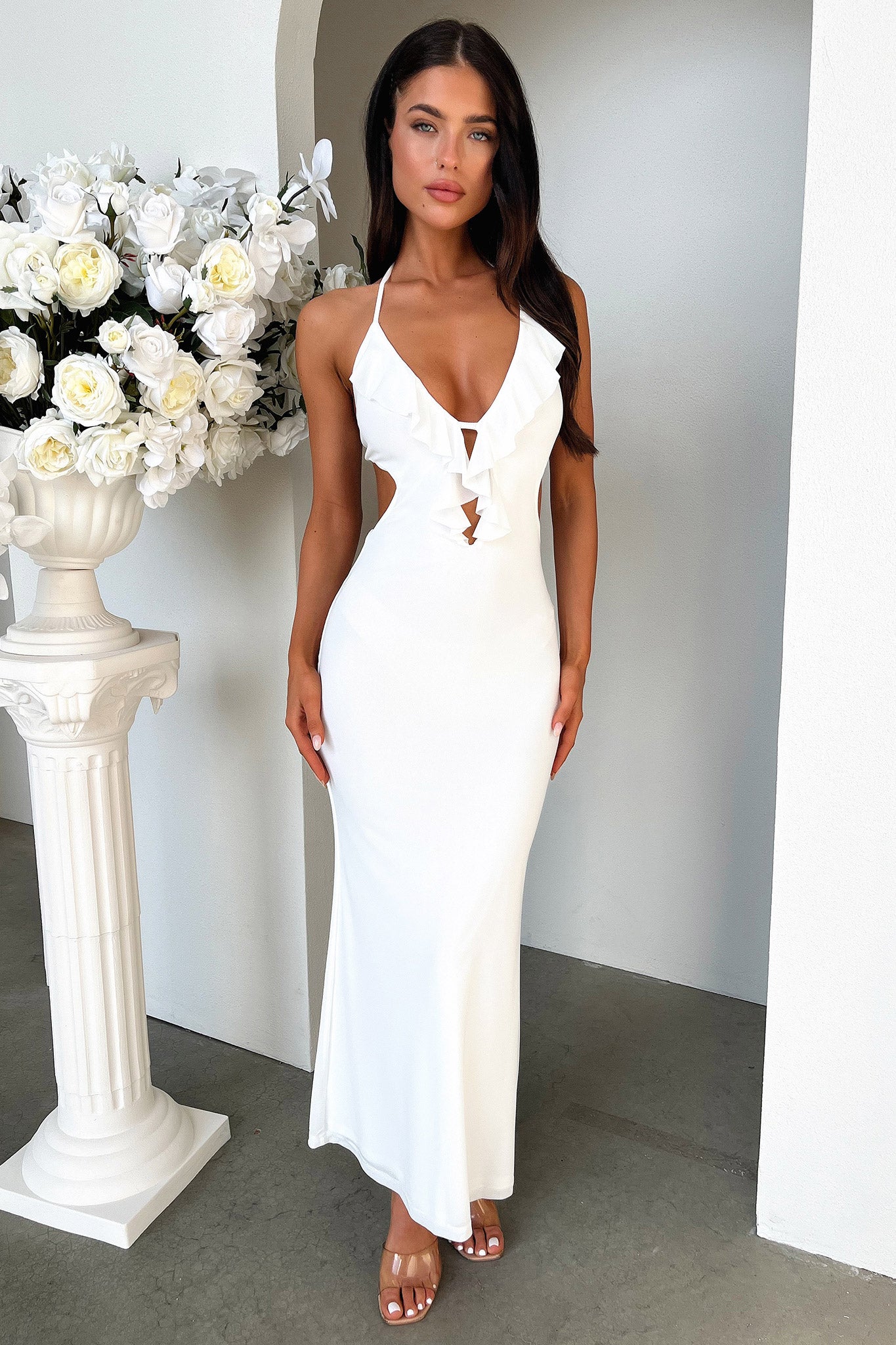 Zaric Maxi Dress - White-Coutiqo