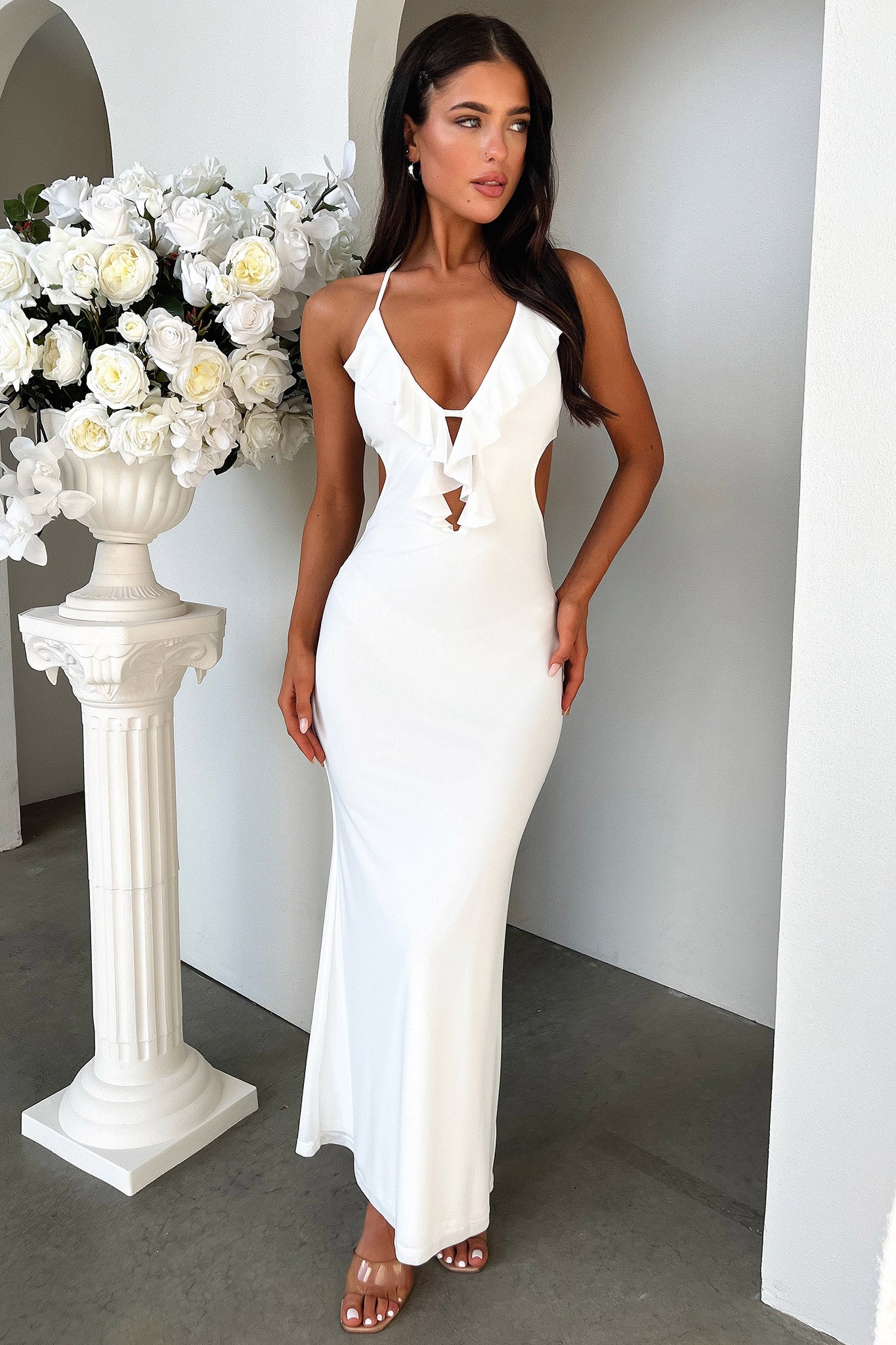 Zaric Maxi Dress - White-Coutiqo