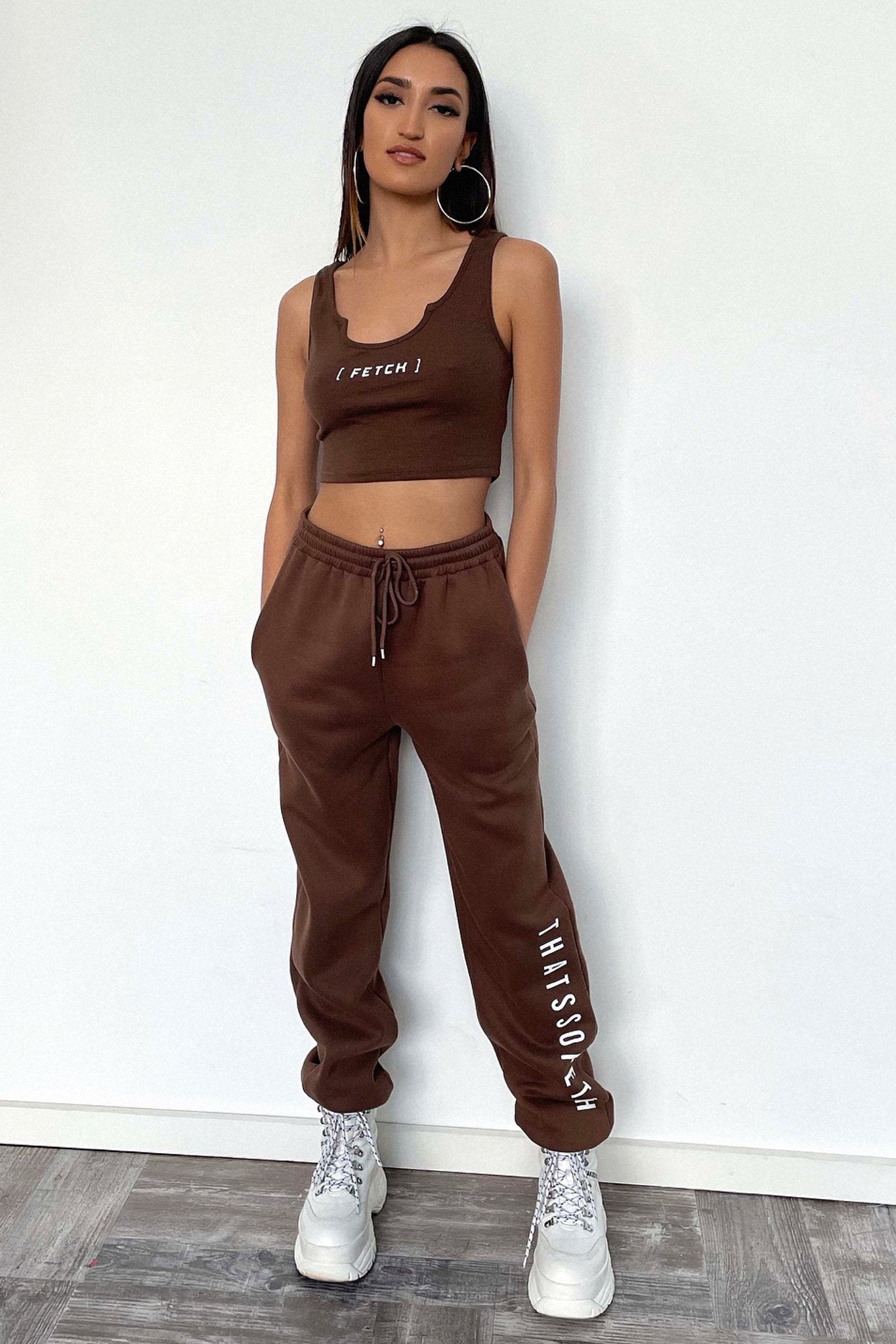 Zeuse Singlet Crop - Brown-Coutiqo