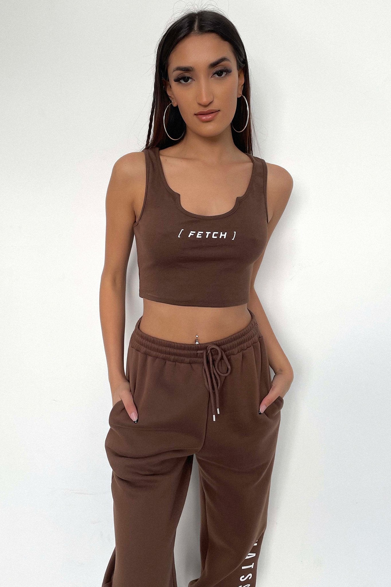 Zeuse Singlet Crop - Brown-Coutiqo
